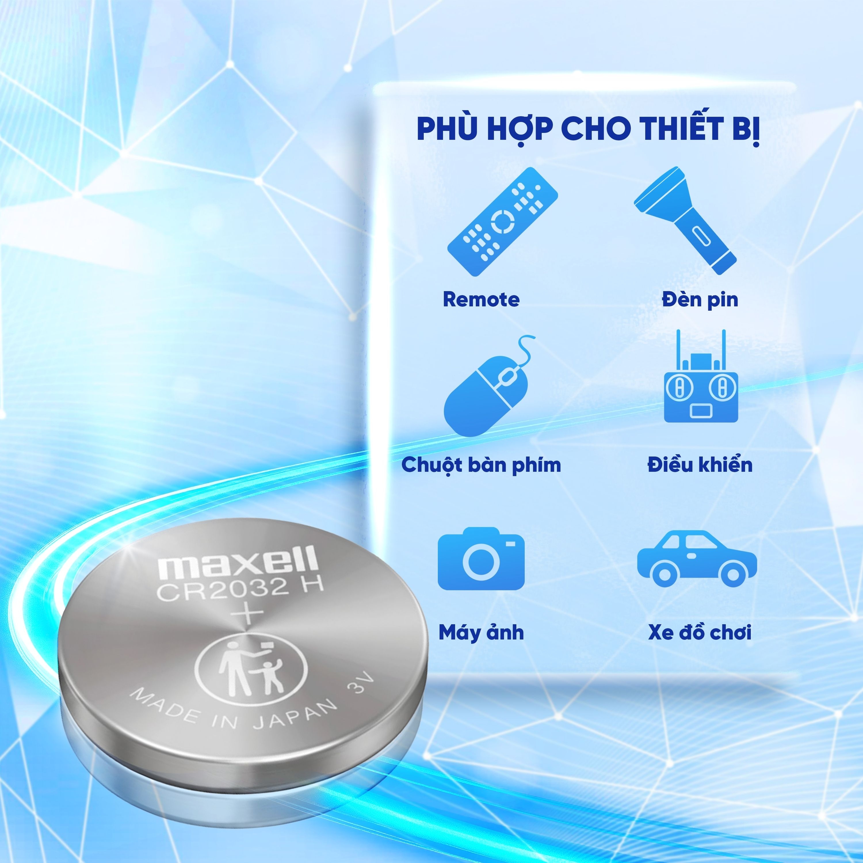 Hình ảnh Pin Maxell lithium CR2032 (20 vỉ x 5 viên) dùng cho các thiết bị điện tử