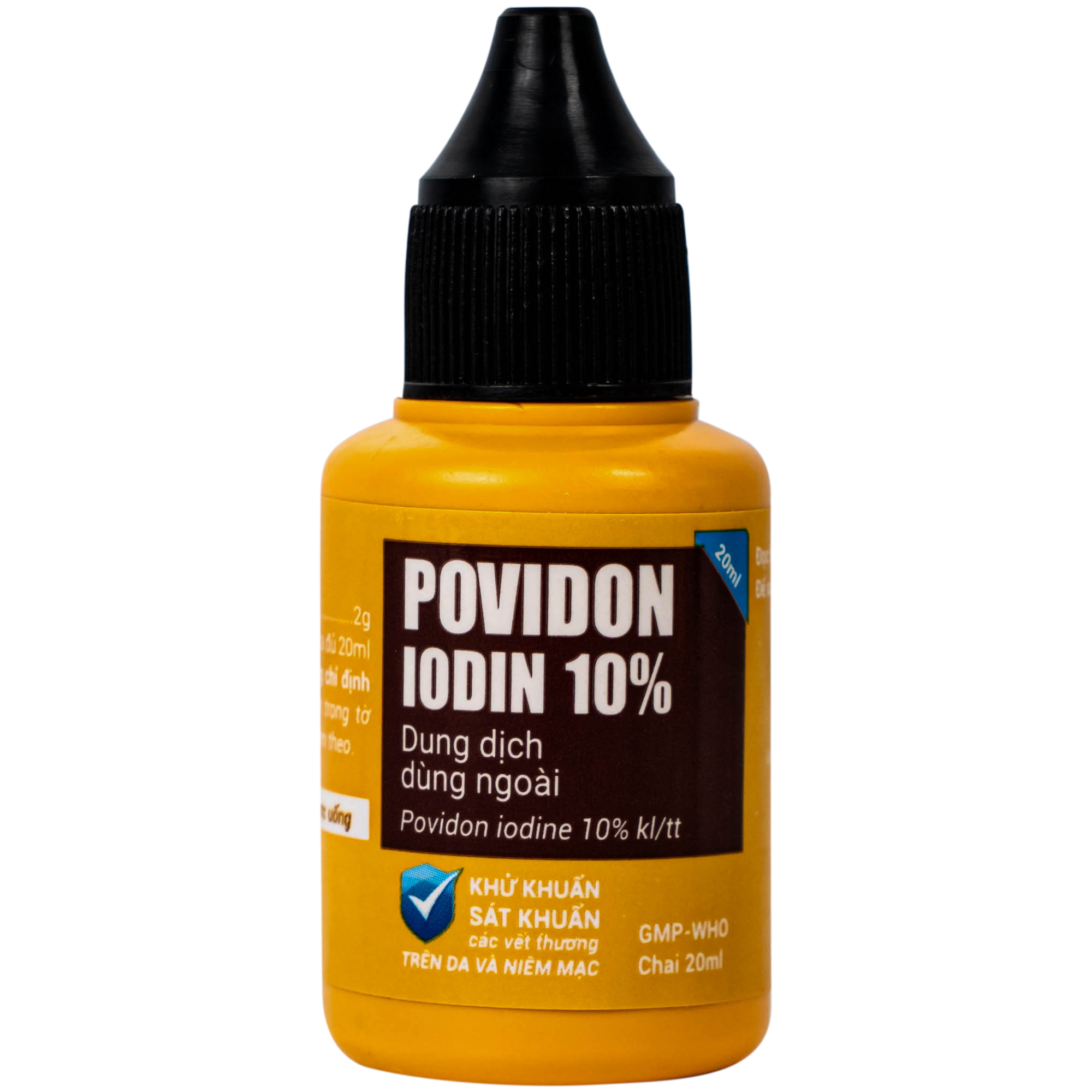Hình ảnh Dung dịch dùng ngoài Povidon Iodin 10% S.Pharm khử khuẩn, sát khuẩn các vết thương trên da và niêm mạc (Hộp 20ml)