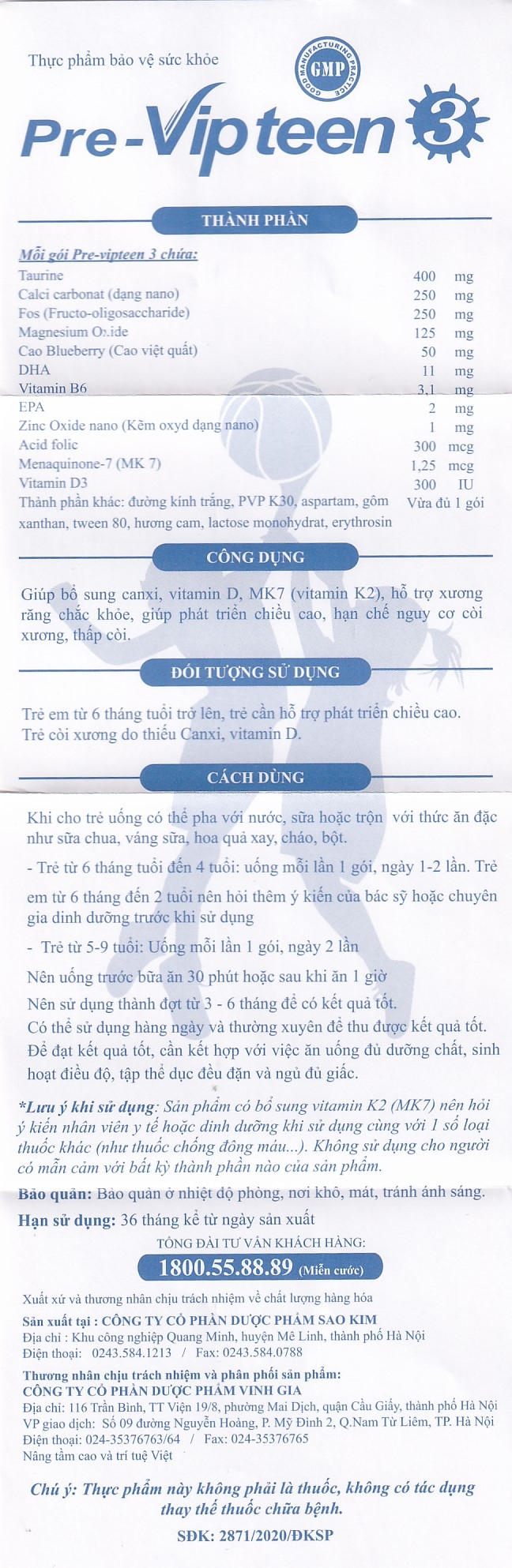 Hình ảnh Cốm Pre-Vipteen 3 Vinh Gia giúp tăng chiều cao, tăng sức đề kháng (20 gói x 2g)