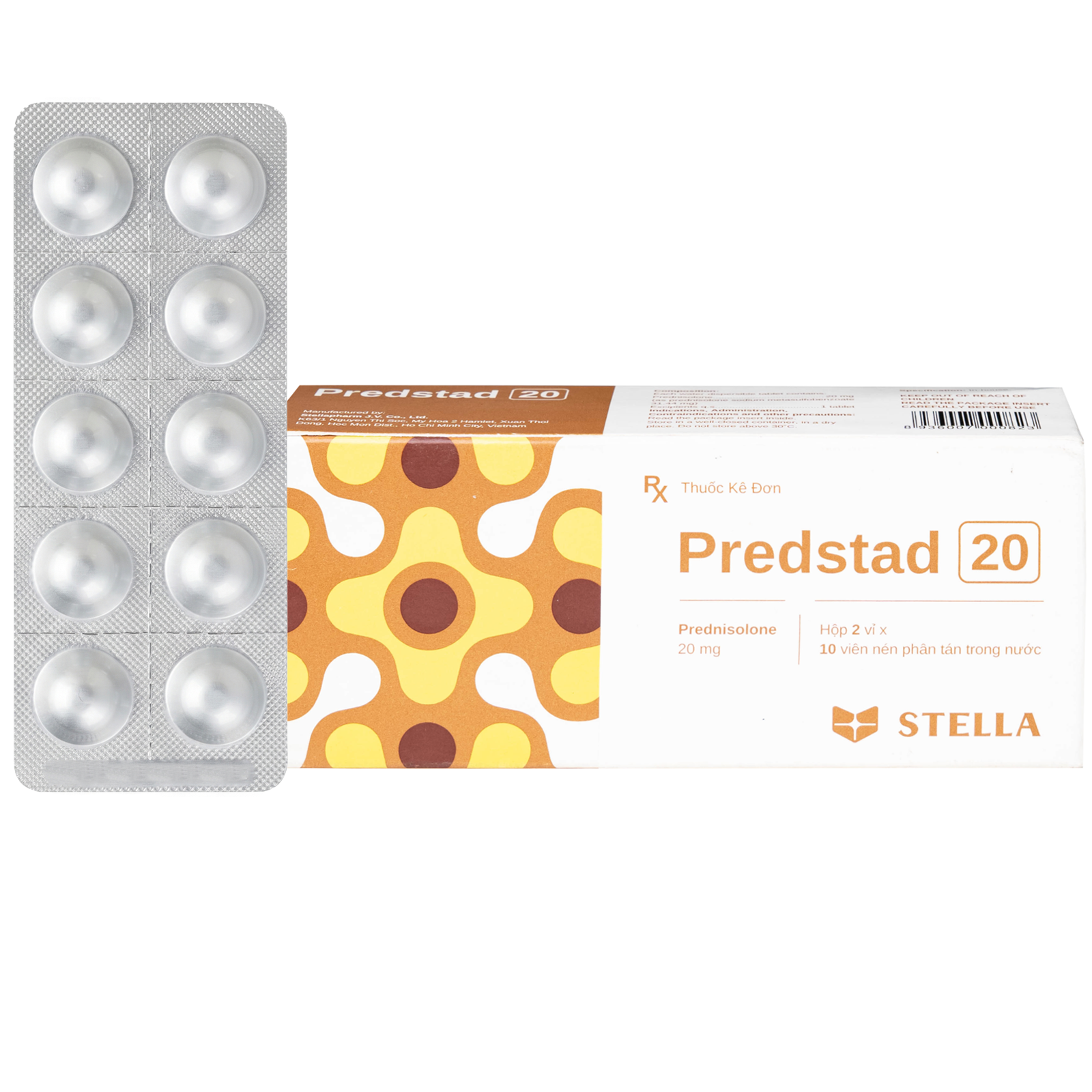 Hình ảnh Thuốc Predstad 20mg Stella điều trị hoặc ức chế các rối loạn do viêm và dị ứng (2 vỉ x 10 viên)