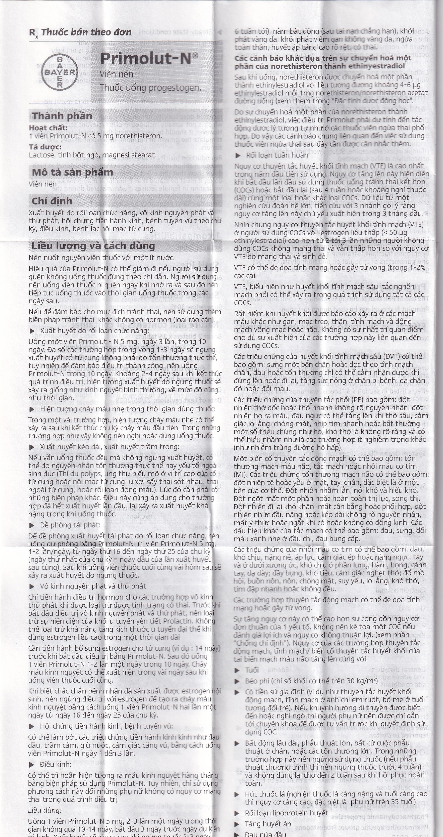 Hình ảnh Thuốc Primolut N Bayer điều trị xuất huyết do rối loạn chức năng, vô kinh (2 vỉ x 15 viên)