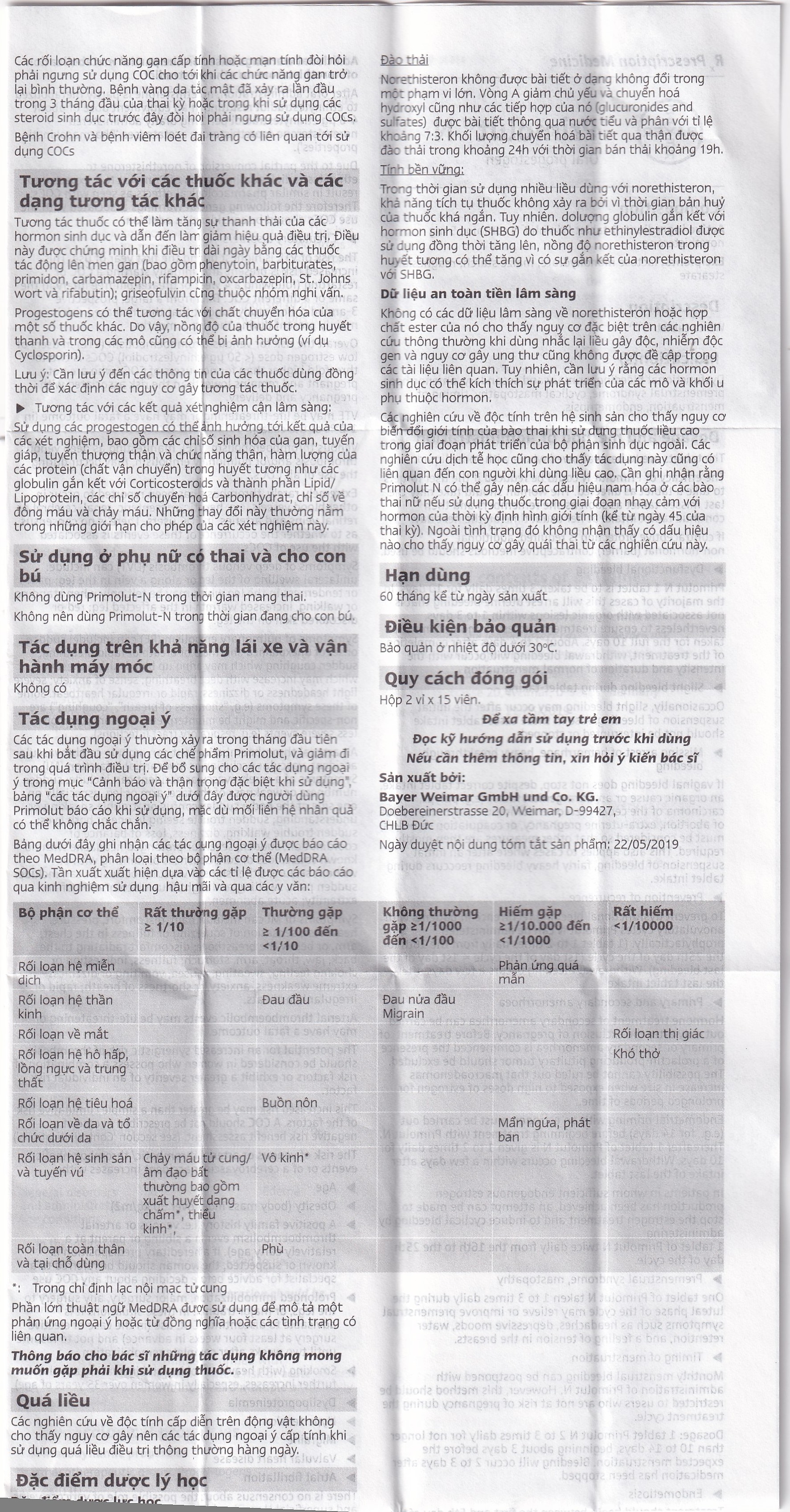 Hình ảnh Thuốc Primolut N Bayer điều trị xuất huyết do rối loạn chức năng, vô kinh (2 vỉ x 15 viên)