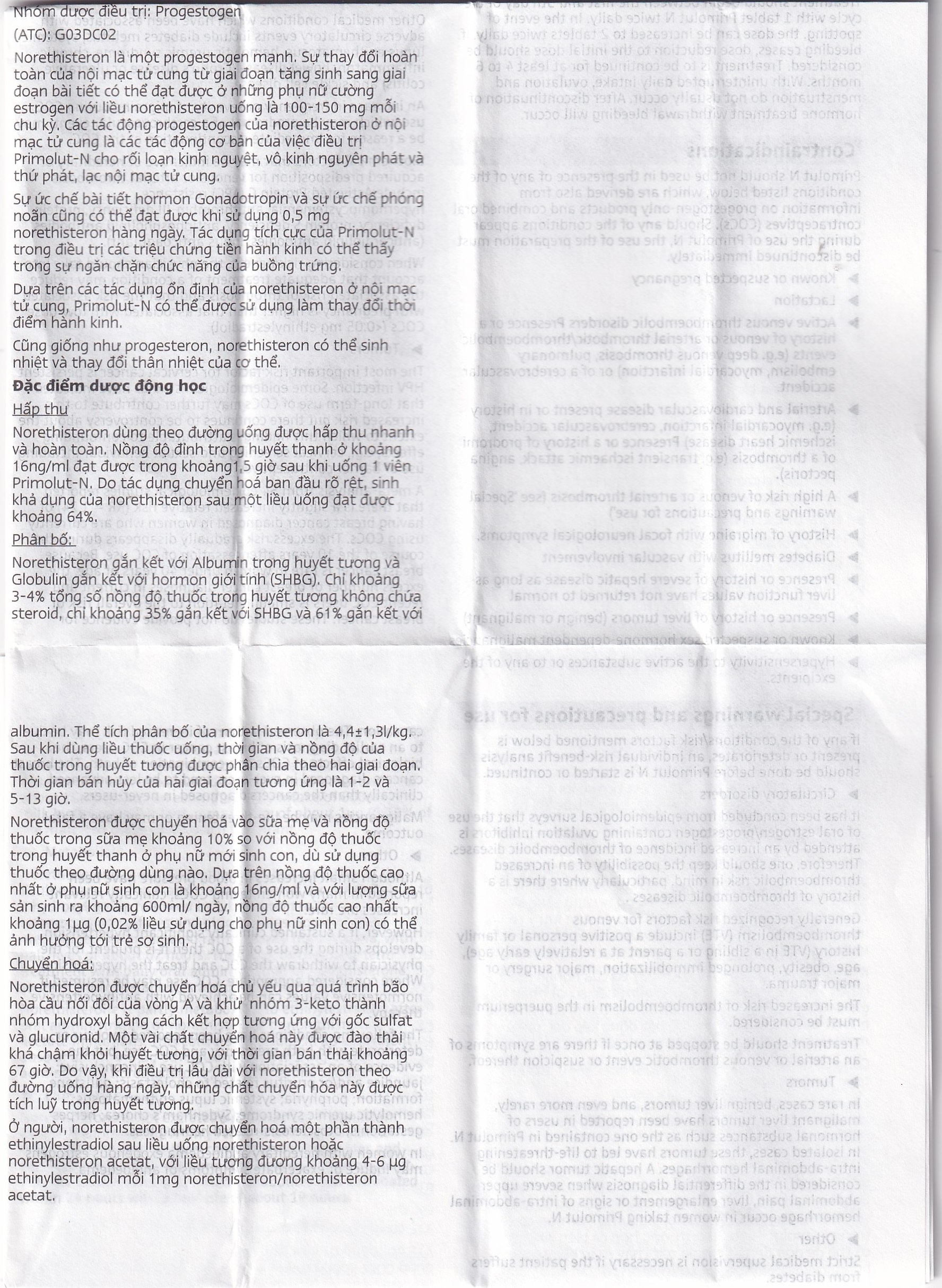 Hình ảnh Thuốc Primolut N Bayer điều trị xuất huyết do rối loạn chức năng, vô kinh (2 vỉ x 15 viên)