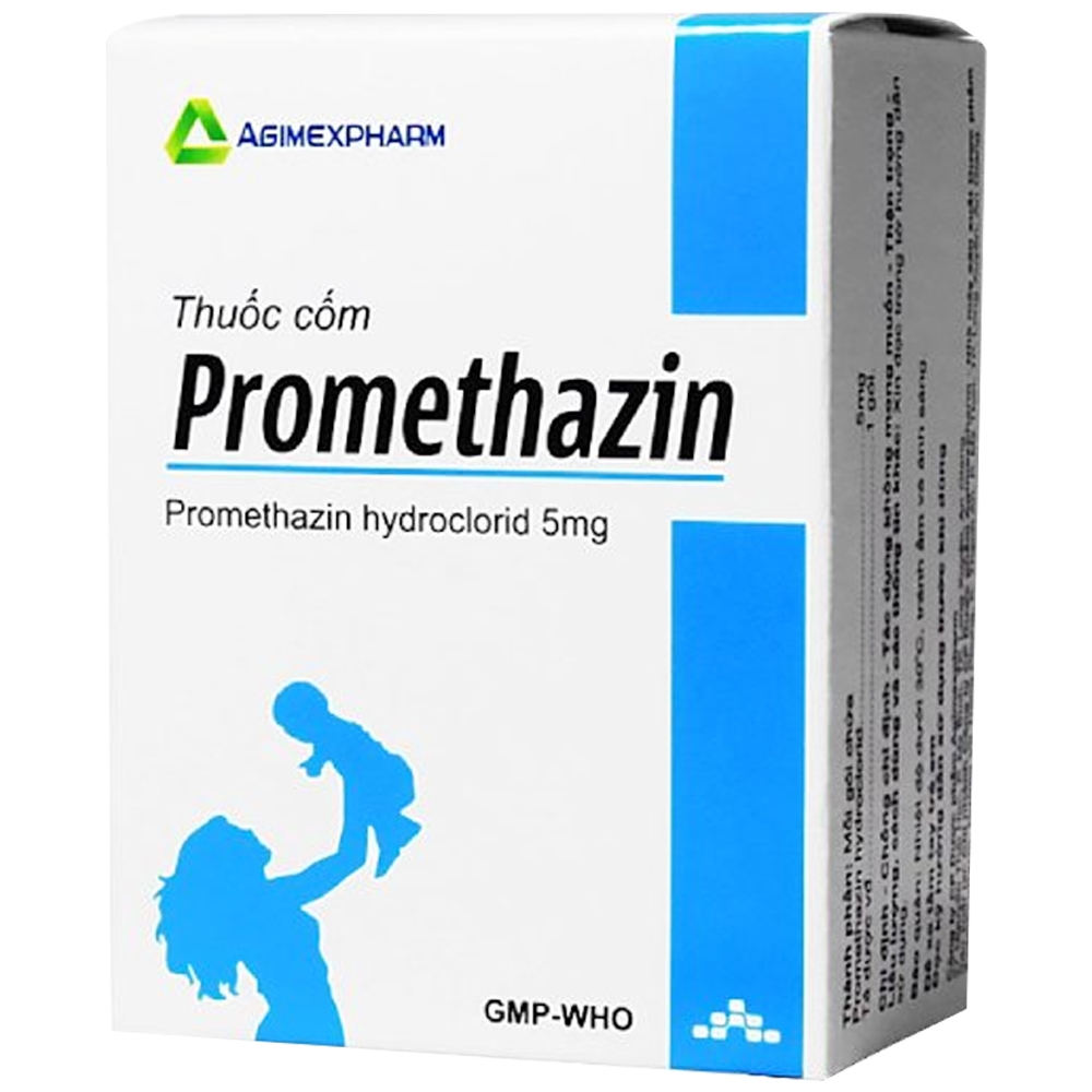 Hình ảnh Thuốc cốm Promethazin 5mg Agimexpharm điều trị mày đay, phù mạch, viêm mũi, viêm kết mạc (30 gói x 1.6g)