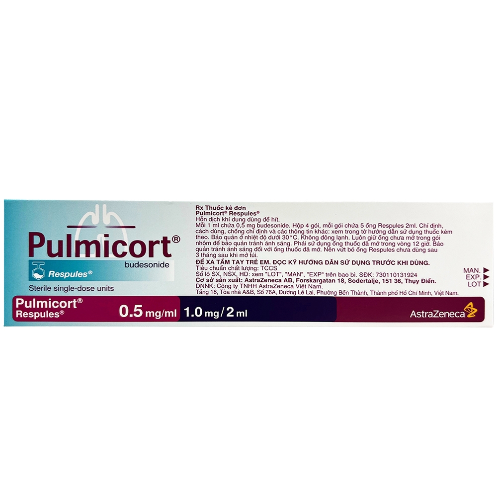 Hình ảnh Thuốc khí dung Pulmicort Respules 1mg/2ml AstraZeneca điều trị hen suyễn (4 vỉ x 5 ống x 2ml)