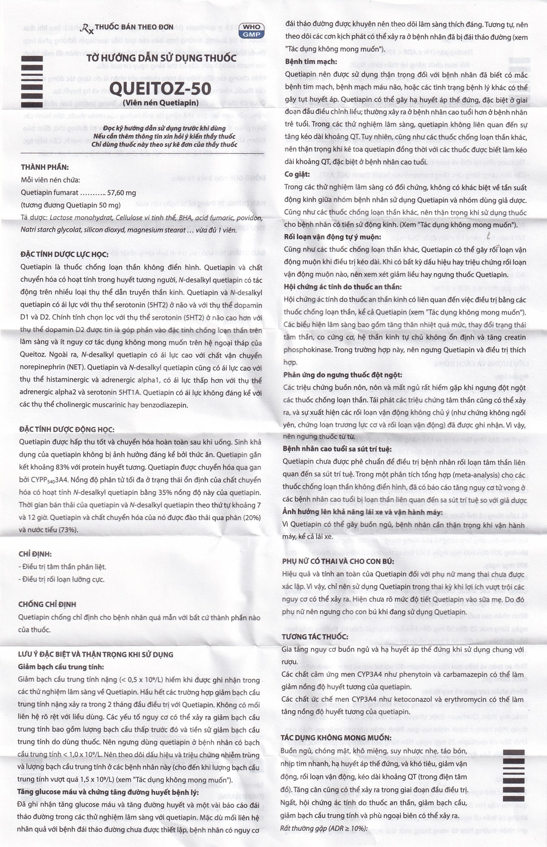 Hình ảnh Thuốc Queitoz-50 Davipharm điều trị tâm thần phân liệt, rối loạn lưỡng cực (3 vỉ x 10 viên)