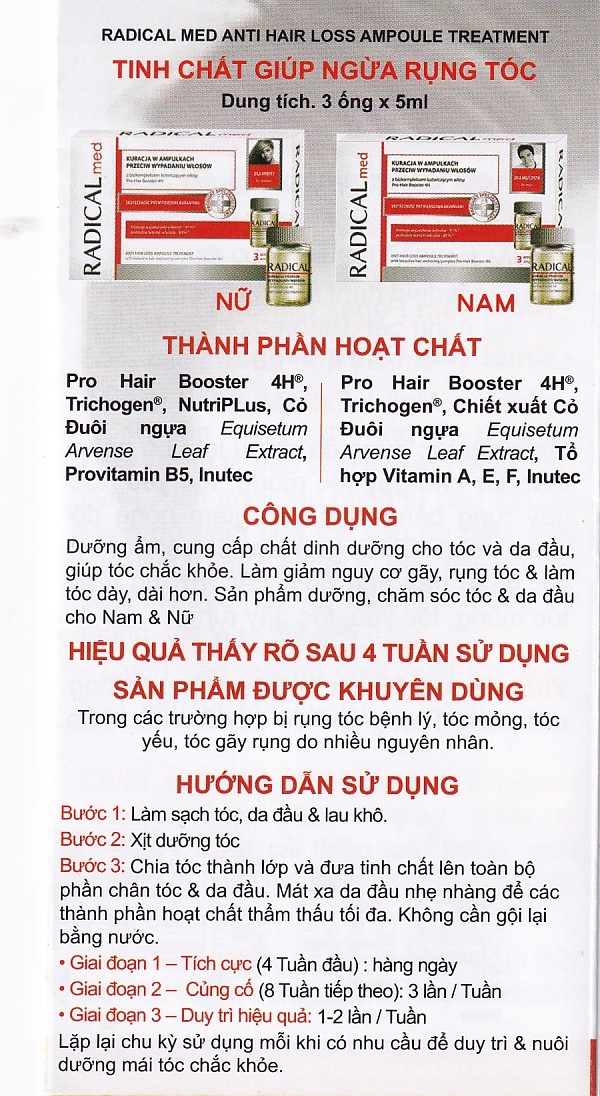 Hình ảnh Tinh chất Radical Med Anti-Hair Loss ngừa rụng tóc cho nam (3 ống)