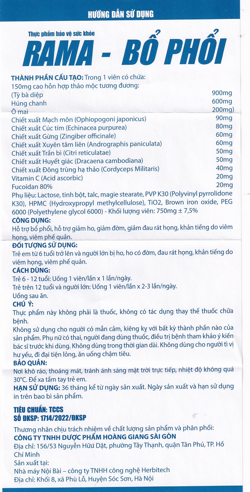 Hình ảnh Viên uống Rama Bổ Phổi hỗ trợ bổ phổi, giảm ho (30 viên)