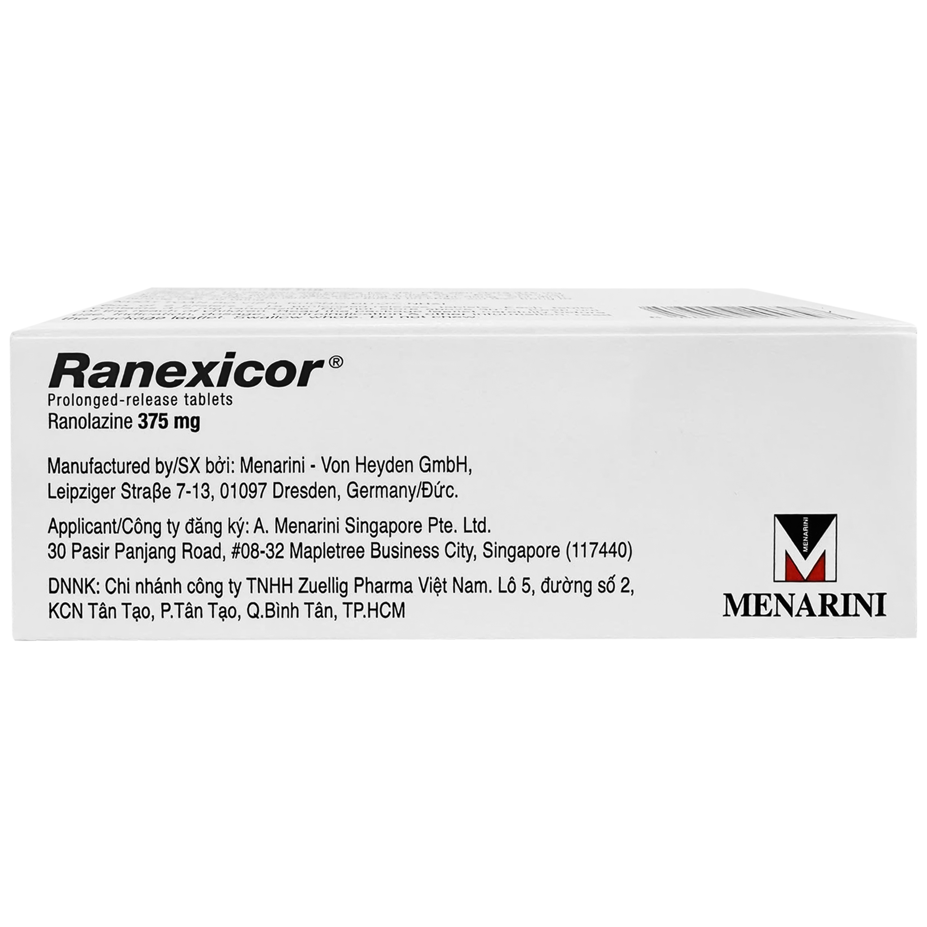 Hình ảnh Thuốc Ranexicor 375MG Menarini điều trị đau thắt ngực mãn tính (2 vỉ x 15 viên)