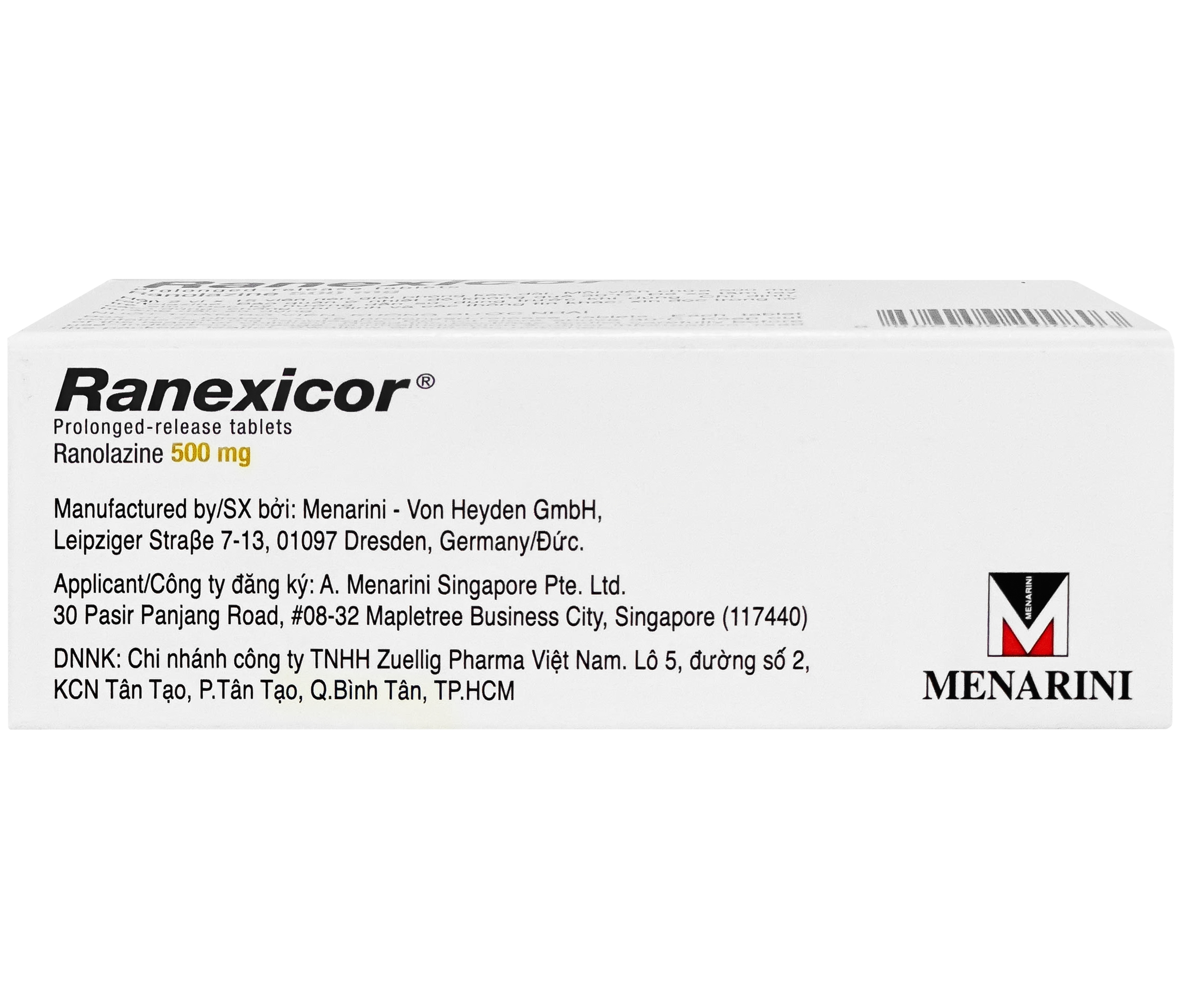 Hình ảnh Thuốc Ranexicor 500mg Menarini điều trị đau thắt ngực mãn tính (2 vỉ 15 viên)