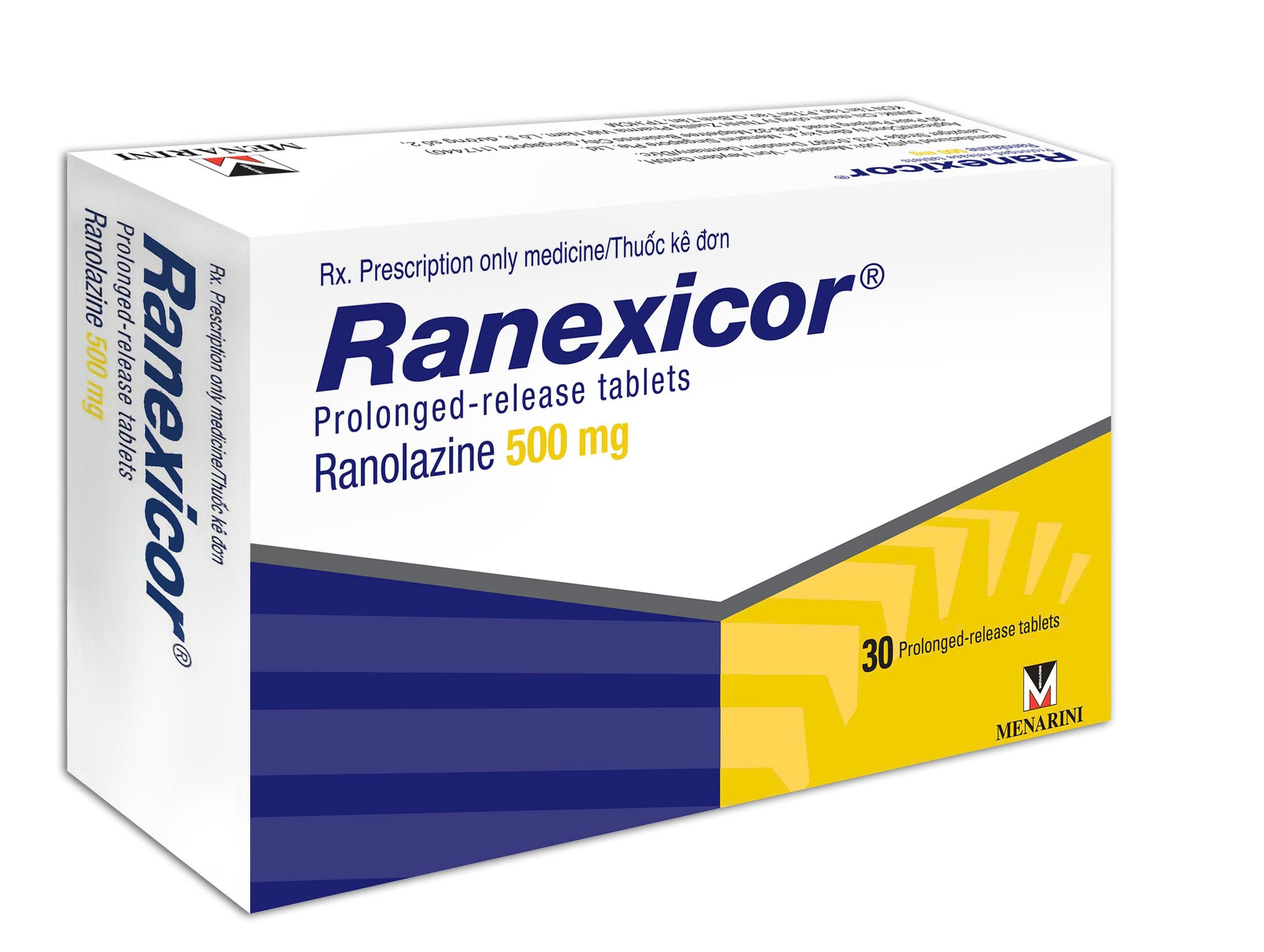 Hình ảnh Thuốc Ranexicor 500mg Menarini điều trị đau thắt ngực mãn tính (2 vỉ 15 viên)