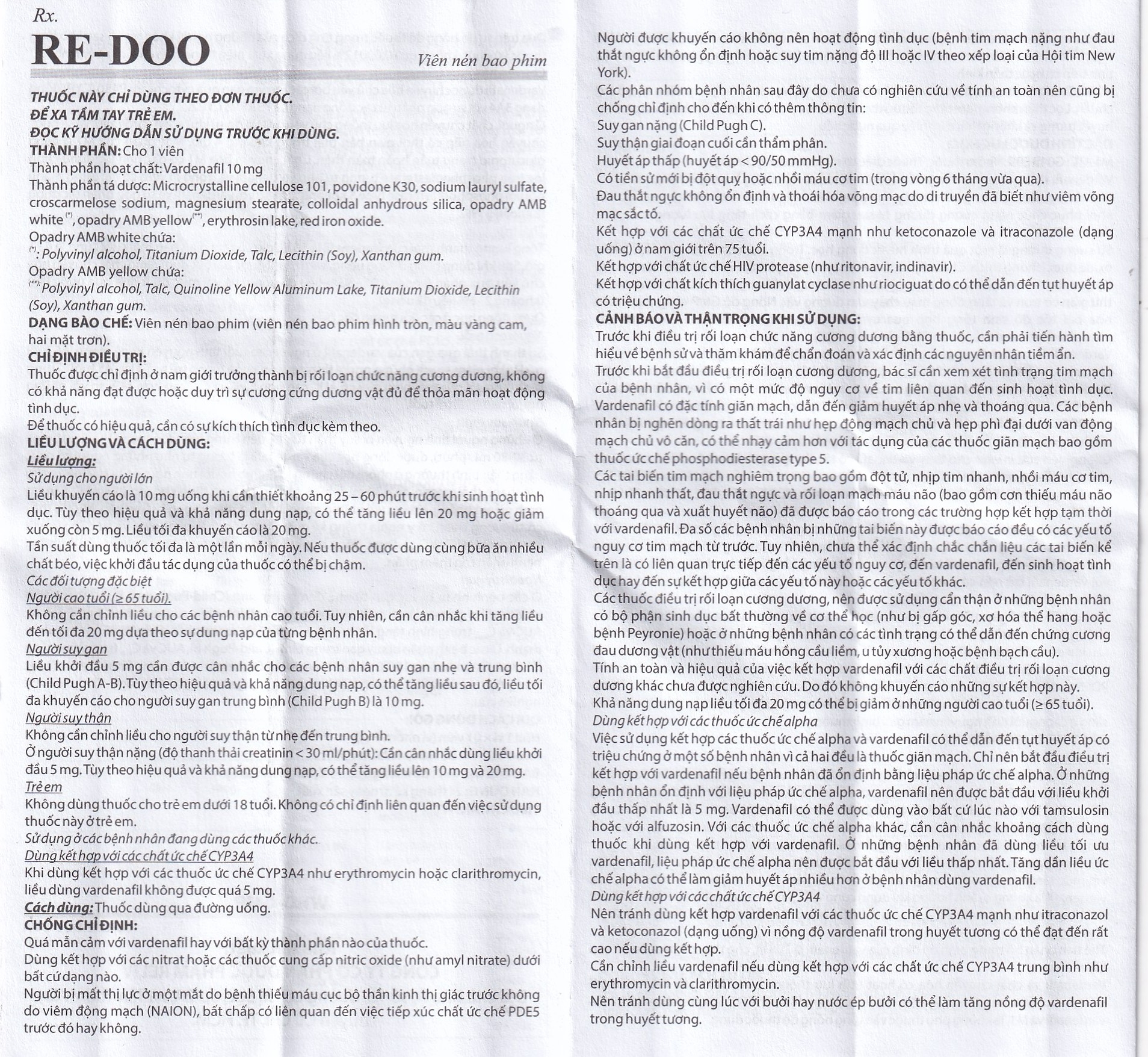 Hình ảnh Thuốc Re-Doo 10mg Reliv điều trị rối loạn chức năng cương dương (2 vỉ x 2 viên)