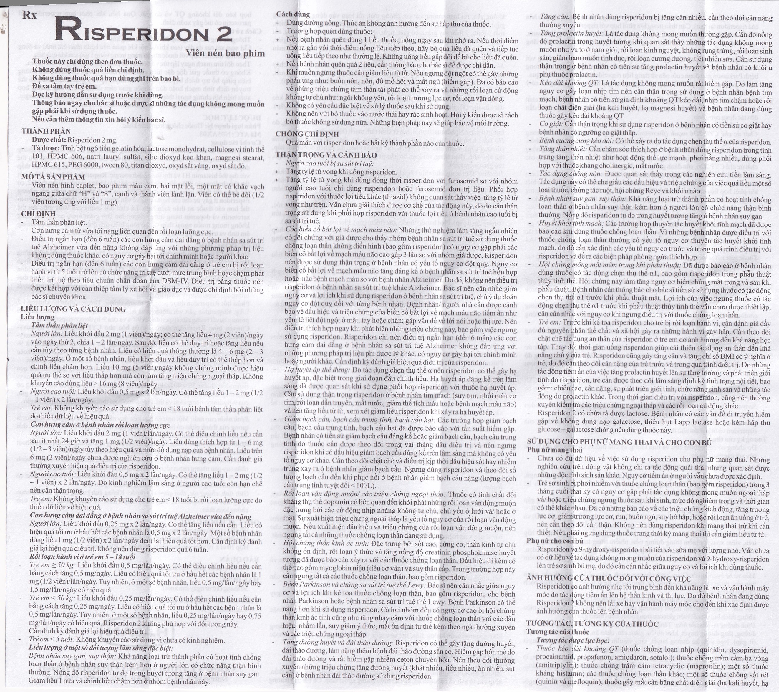 Hình ảnh Thuốc Risperidon 2 Hasan điều trị bệnh tâm thần phân liệt (5 vỉ x 10 viên) 