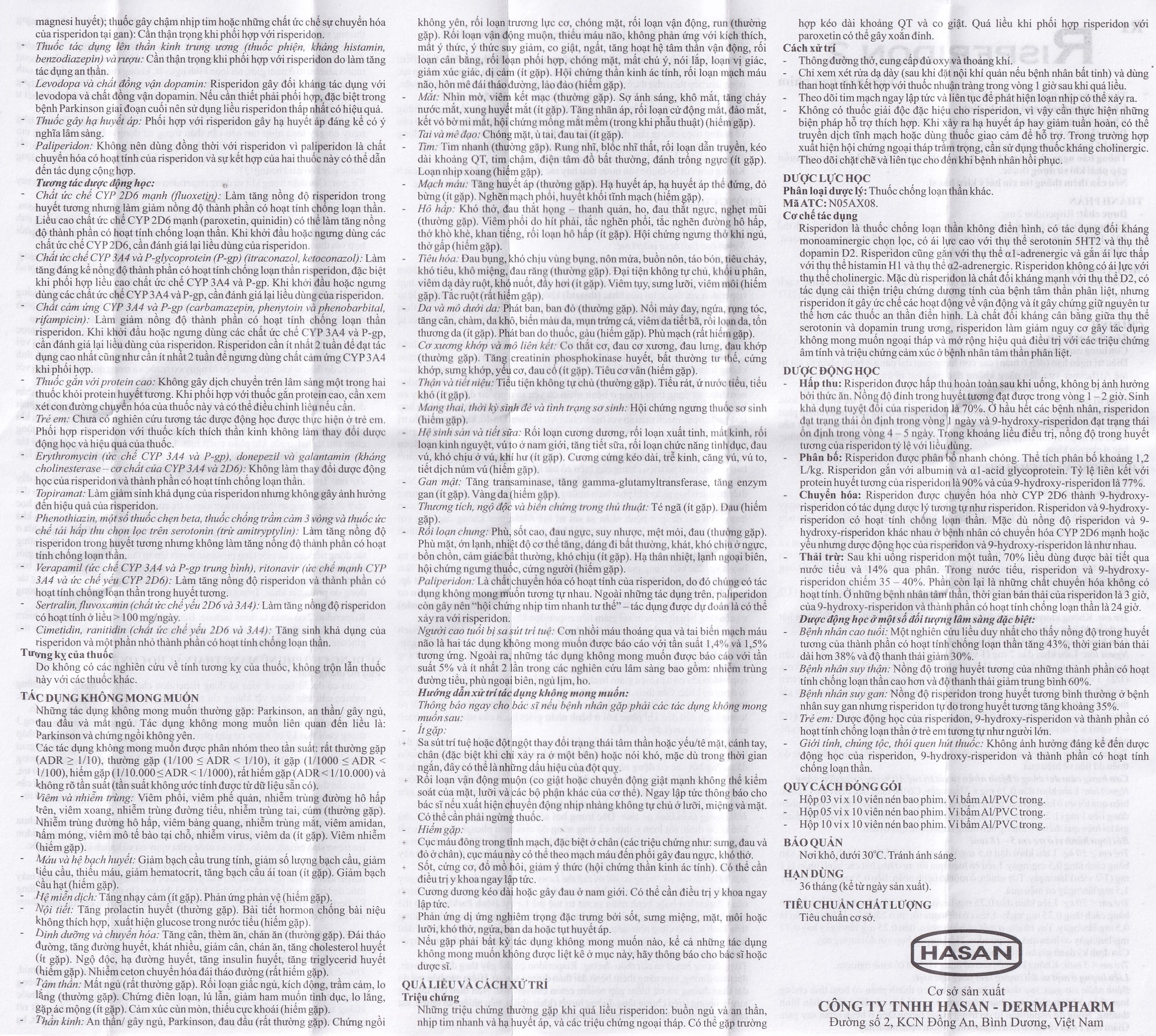Hình ảnh Thuốc Risperidon 2 Hasan điều trị bệnh tâm thần phân liệt (5 vỉ x 10 viên) 