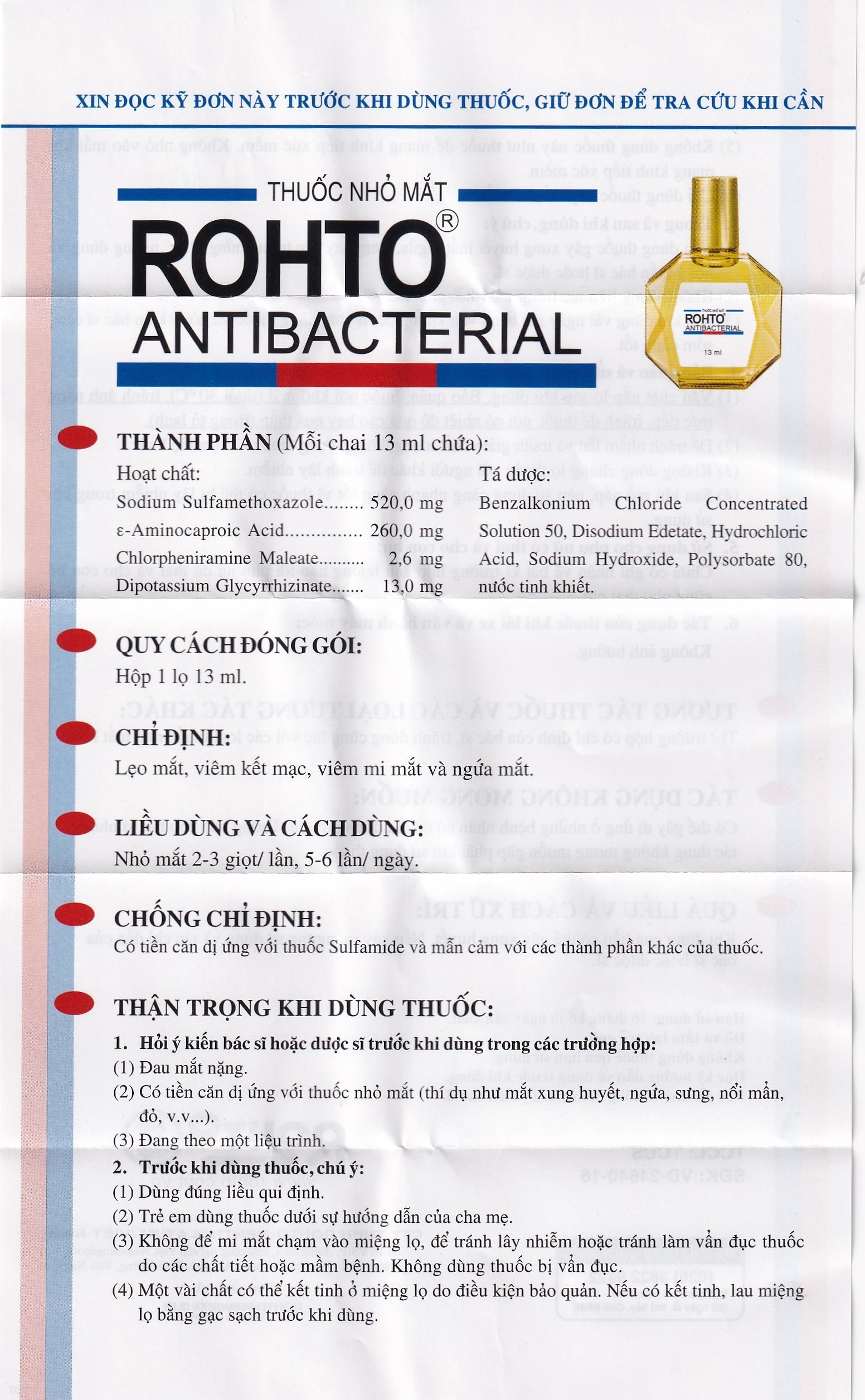 Hình ảnh Thuốc nhỏ mắt Rohto Antibacterial điều trị lẹo mắt, viêm kết mạc, viêm mi mắt (13ml)