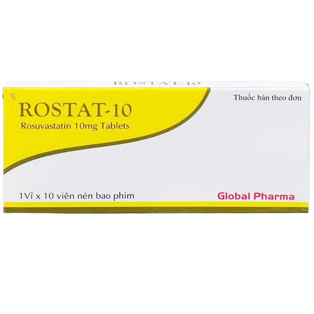 Hình ảnh Thuốc Rostat-10 Global Pharma điều trị tăng cholesterol máu và phòng ngừa biến chứng tim mạch (1 vỉ x 10 viên)