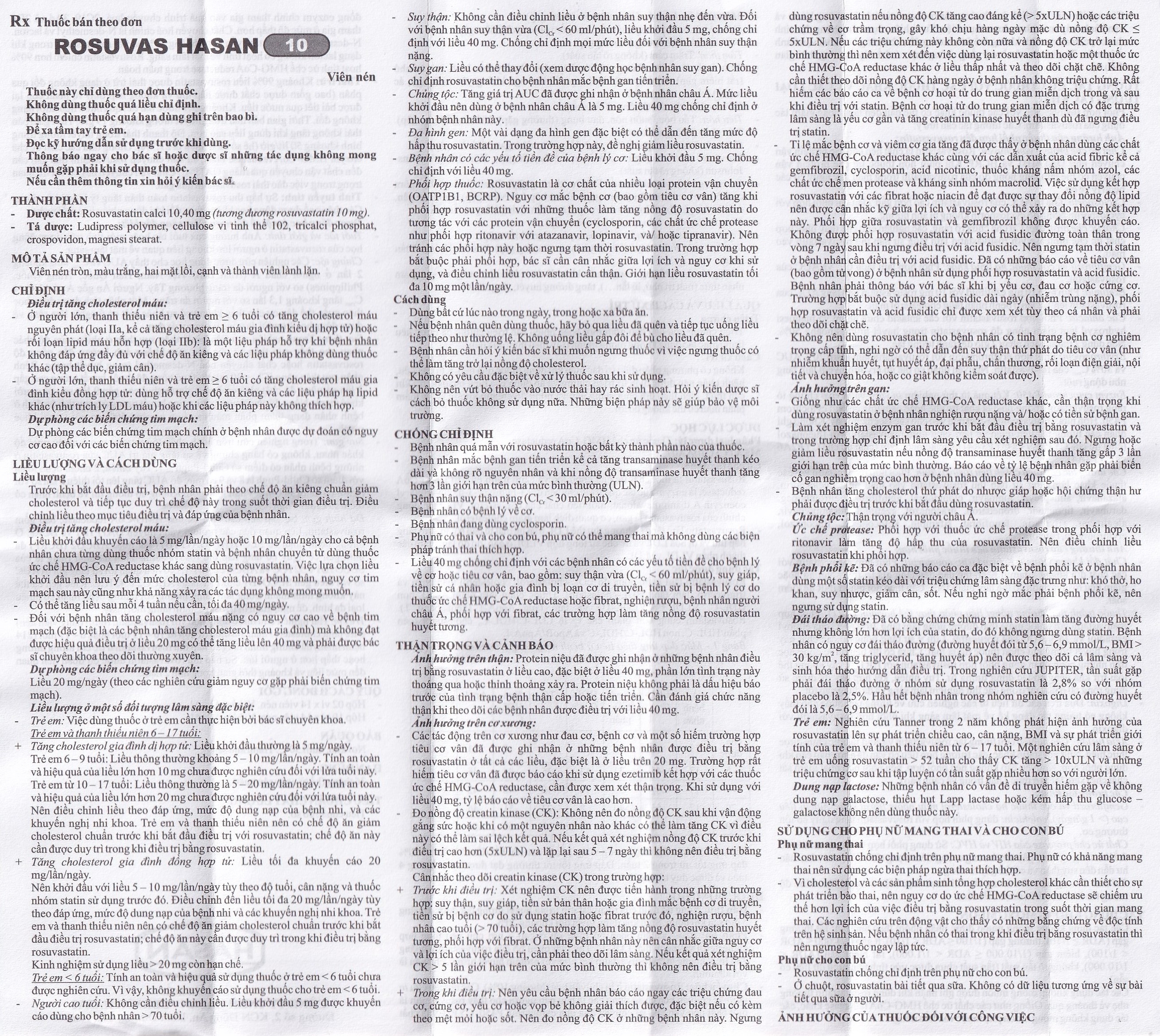Hình ảnh Thuốc Rosuvas Hasan 10 điều trị tăng cholesterol máu (2 vỉ x 14 viên)