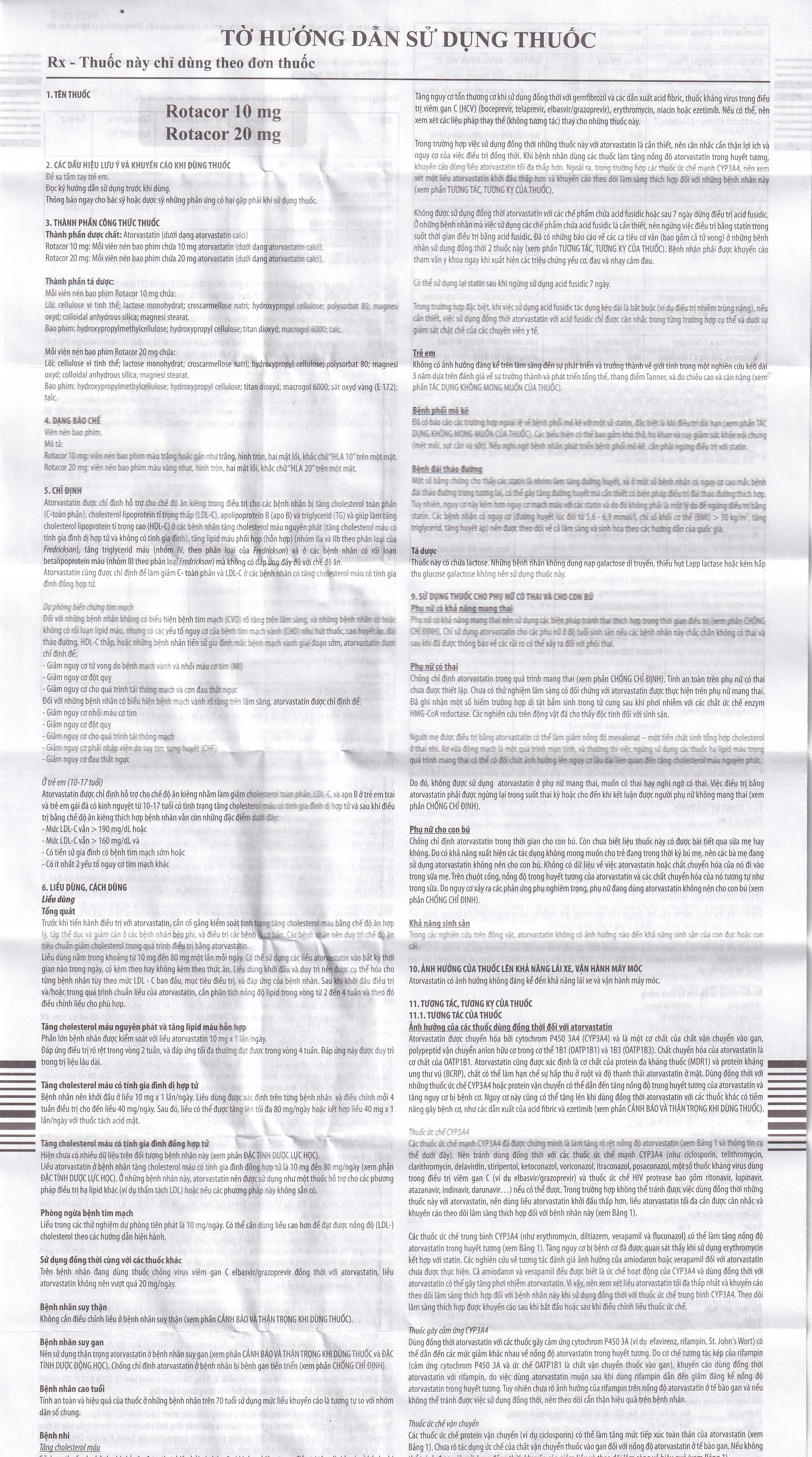 Hình ảnh Thuốc Rotacor 10mg Sandoz điều trị tăng cholesterol toàn phần (3 vỉ x 10 viên)