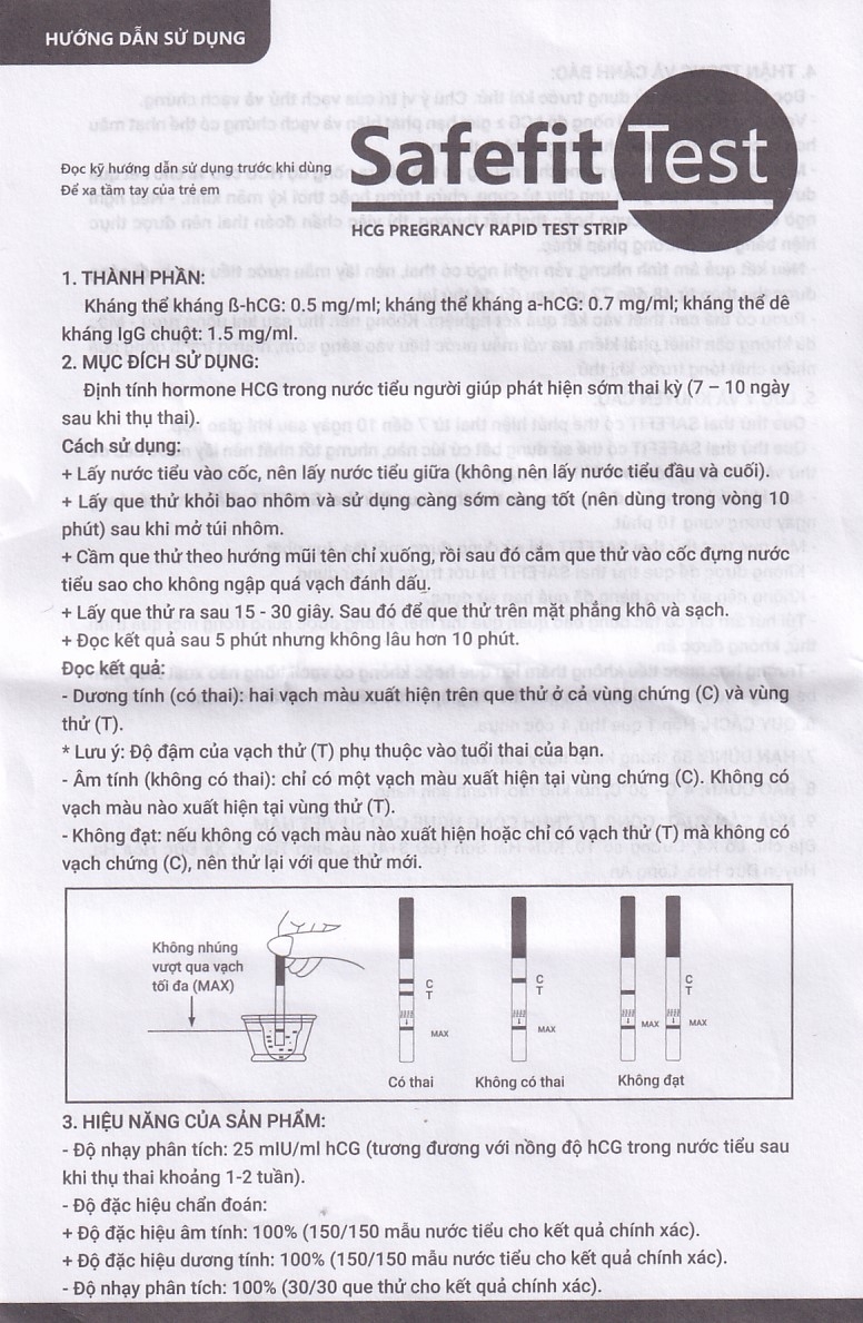Hình ảnh Que thử thai nhanh Safefit Test (Hộp 1 que x 1 cốc nhựa)