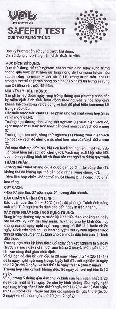 Hình ảnh Que thử rụng trứng Safefit Test dùng để xác định ngày rụng trứng (7 que)