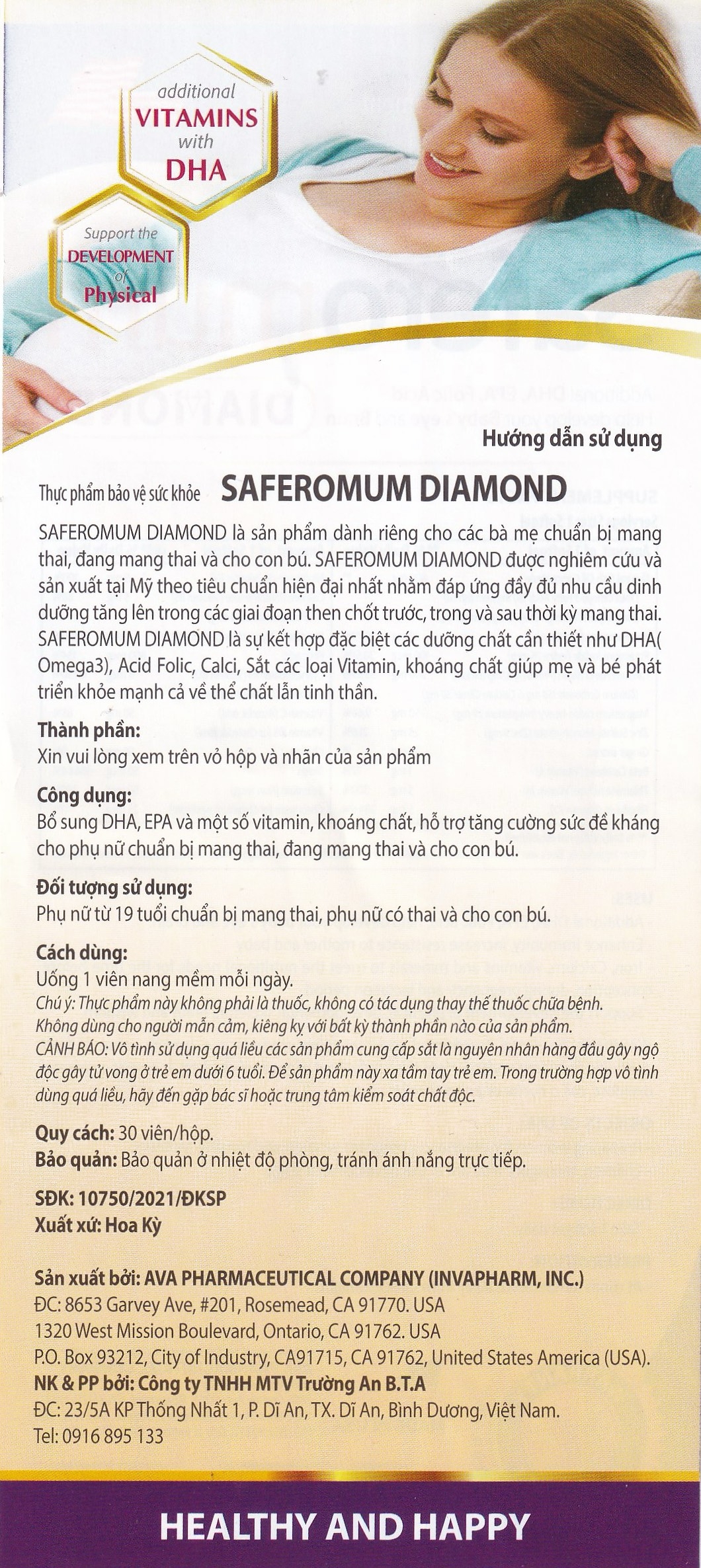 Hình ảnh Viên uống Saferomum Diamond AVA Pharmaceutical bổ sung DHA, EPA và một số vitamin, khoáng chất (30 viên)