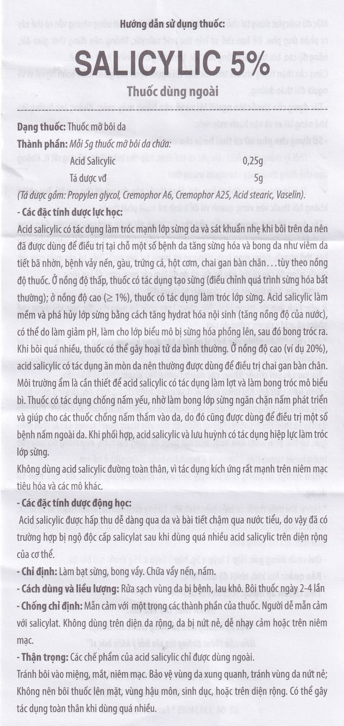 Hình ảnh Thuốc mỡ bôi da Salicylic 5% Hataphar làm bạt sừng, bong vẩy (15g)