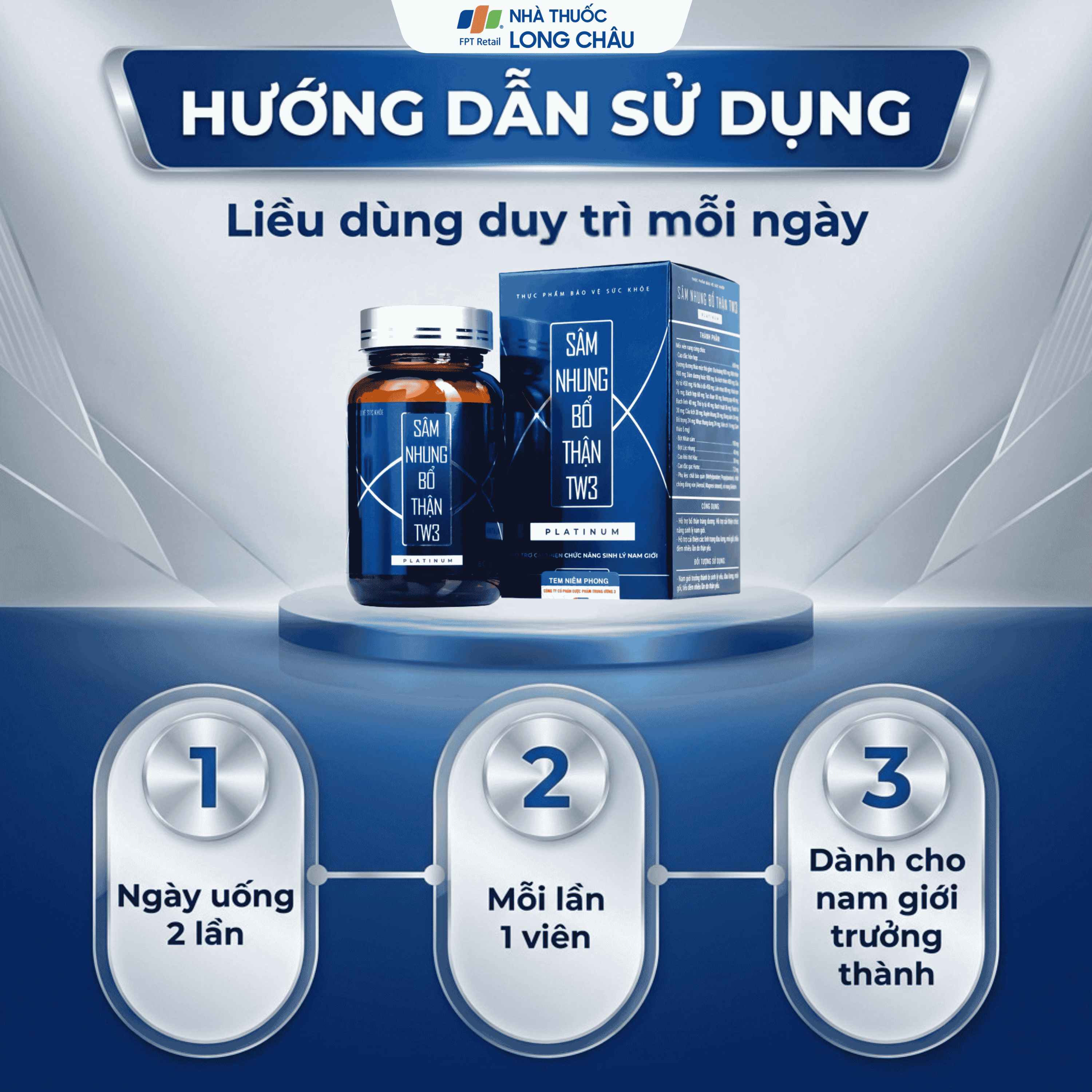 Hình ảnh Viên uống hỗ trợ bổ thận tráng dương, cải thiện sinh lý nam Sâm Nhung Bổ Thận TW3 Platinum (60 viên)