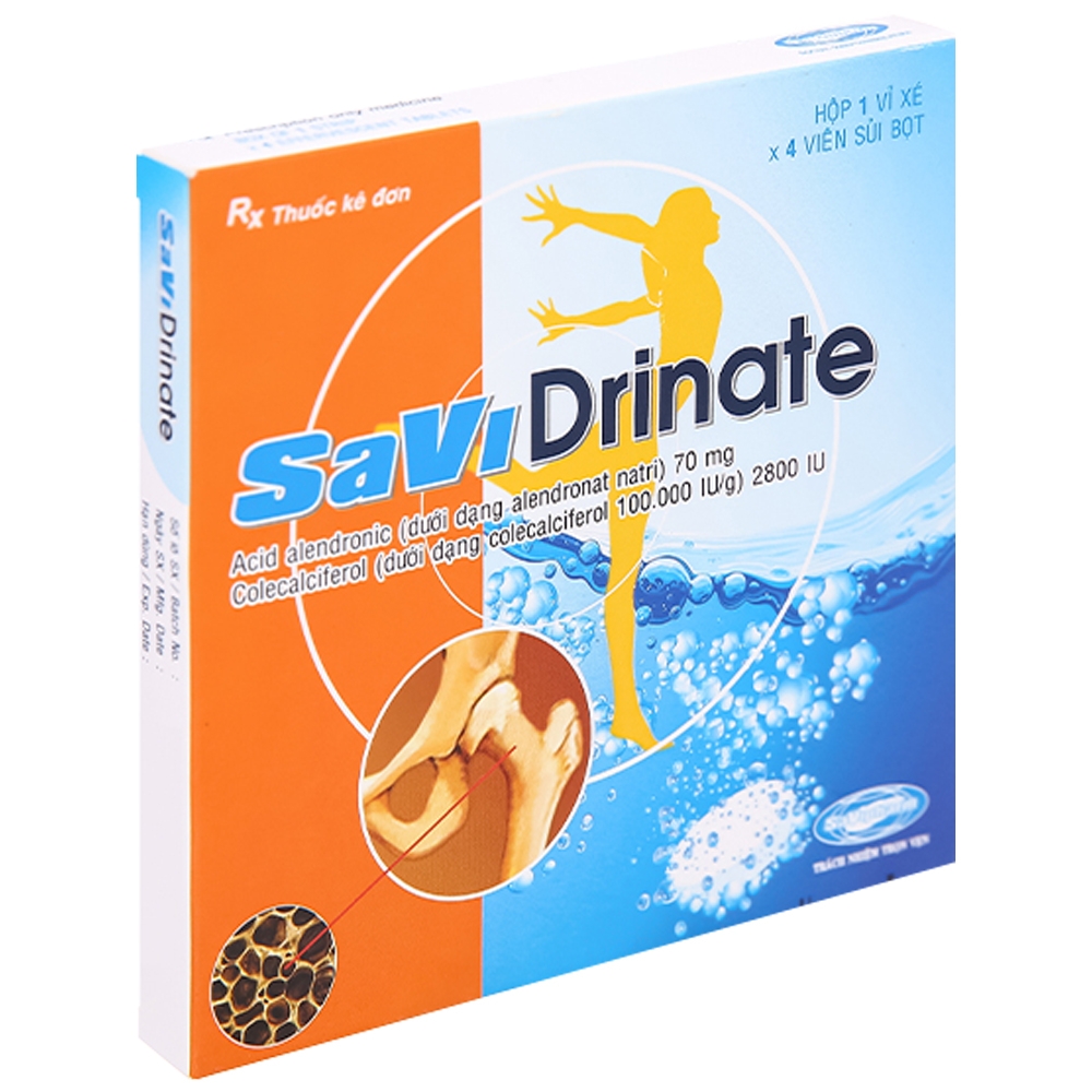 Hình ảnh Viên sủi SaVi Drinate điều trị mãn kinh ở phụ nữ sau mãn kinh và loãng xương ở nam giới (1 vỉ x 4 viên)