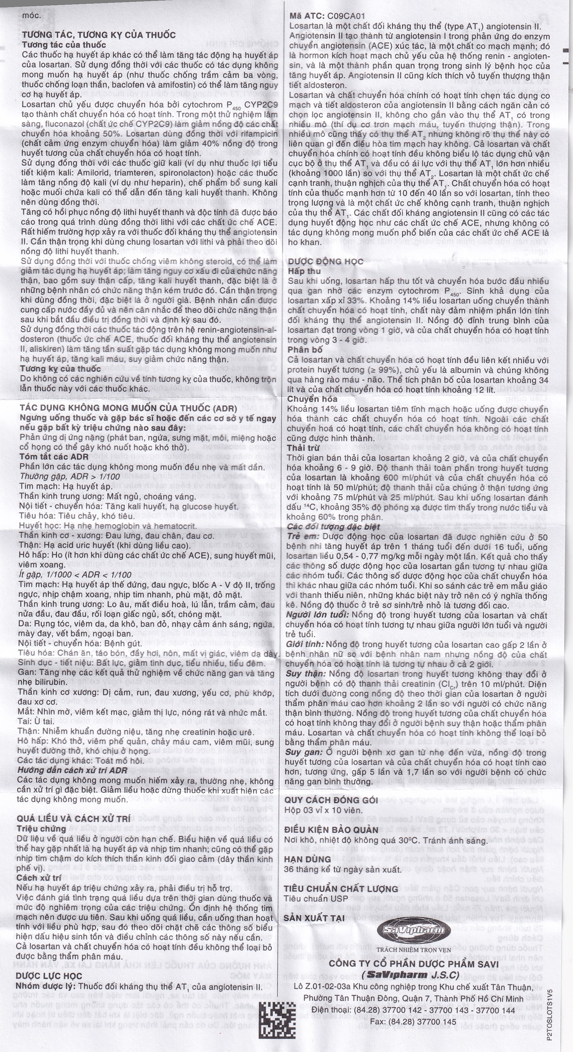 Hình ảnh Thuốc Savi Losartan 50 điều trị tăng huyết áp nguyên phát (3 vỉ x 10 viên)