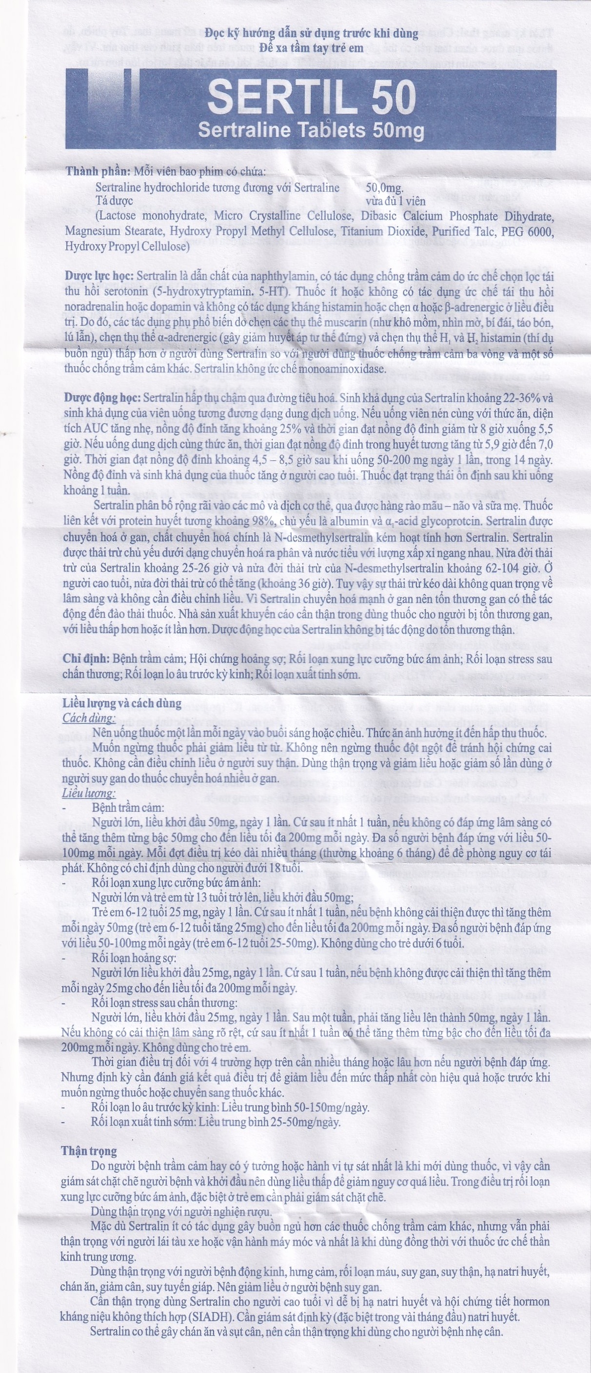 Hình ảnh Thuốc Sertil 50 Kwality Pharmaceutical điều trị bệnh trầm cảm, hội chứng hoảng sợ (3 vỉ x 10 viên)