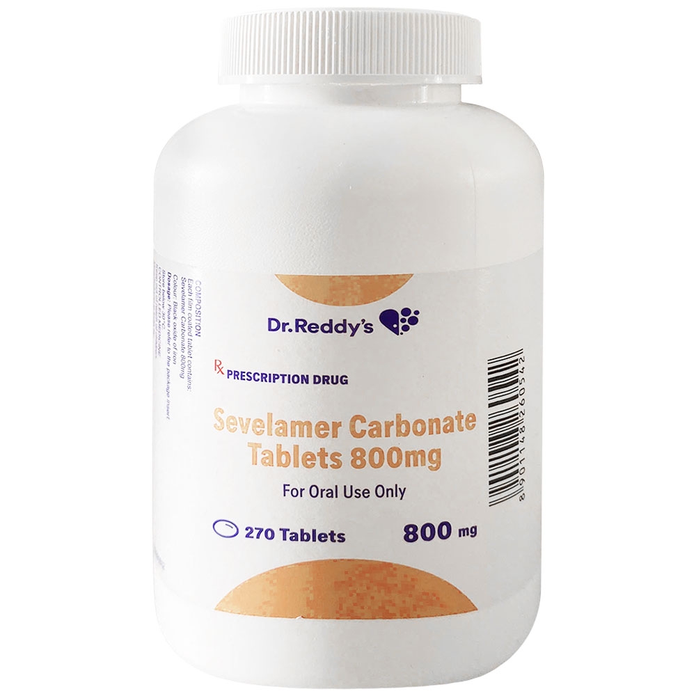 Hình ảnh Thuốc Sevelamer Carbonate Tablets 800mg Dr. Reddy's kiểm soát tình trạng tăng phosphat huyết (270 viên)