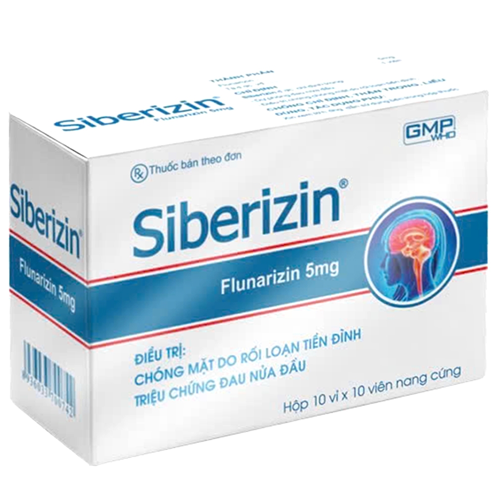Hình ảnh Thuốc Siberizin 5mg Sao Kim điều trị dự phòng cơn đau nửa đầu (10 vỉ X 10 viên)