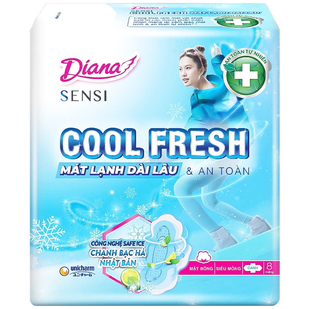 Hình ảnh Băng vệ sinh Diana Sensi Cool Fresh 23cm Unicharm siêu mỏng cánh (8 miếng)