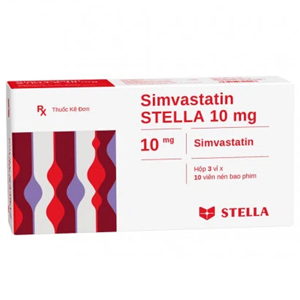 Hình ảnh Thuốc Simvastatin Stella 10mg điều trị rối loạn lipid máu (3 vỉ x 10 viên)