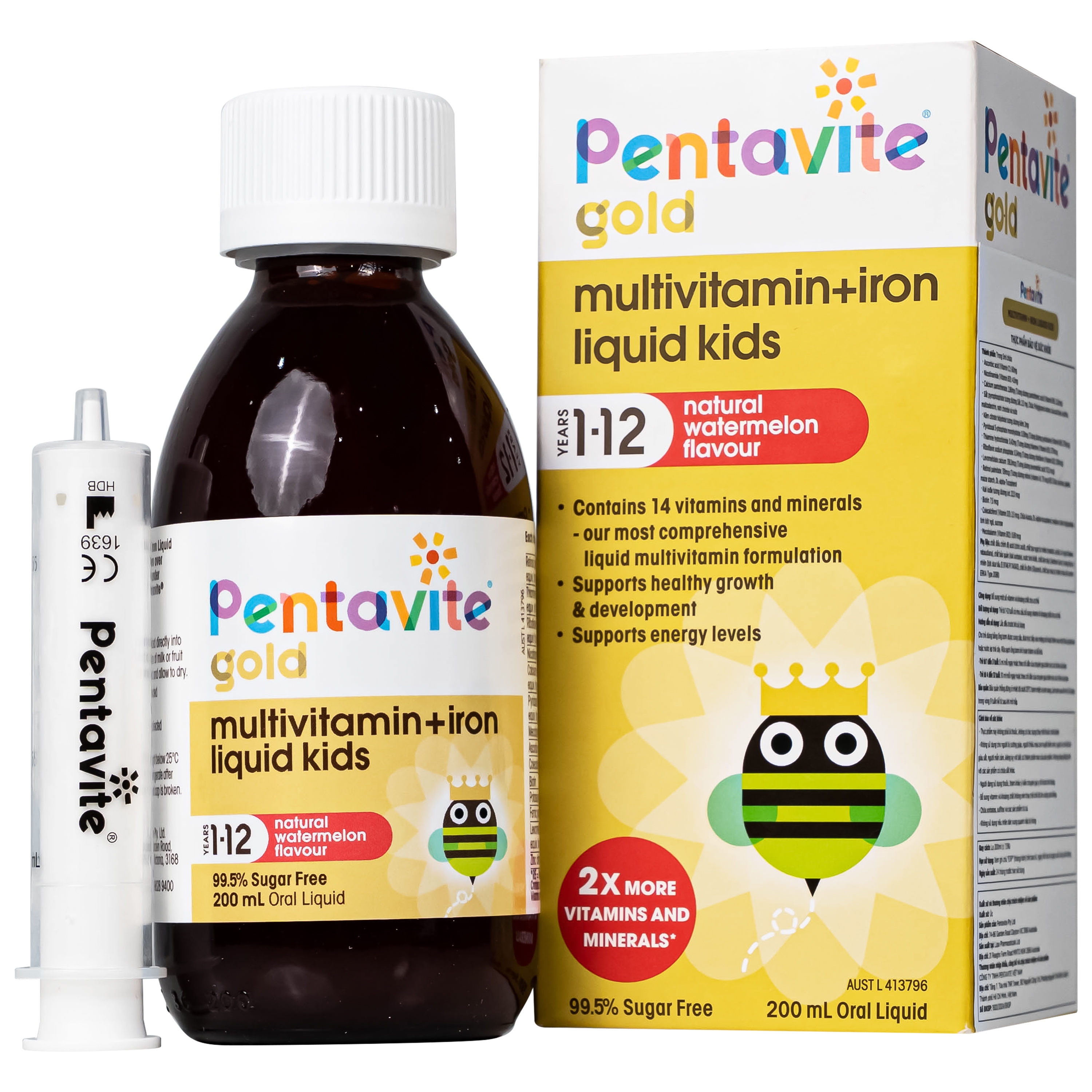 Hình ảnh Siro bổ sung vitamin, khoáng chất cho trẻ từ 1-12 tuổi Multivitamin + Iron liquids kids Pentavite (200ml)