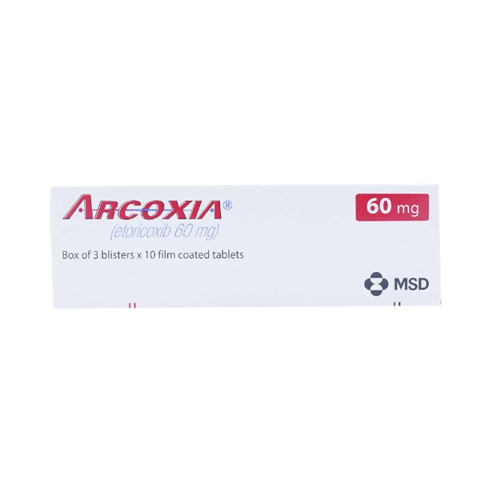Hình ảnh Thuốc Arcoxia 60mg MSD điều trị thoái hoá khớp, viêm khớp dạng thấp (3 vỉ x 10 viên)