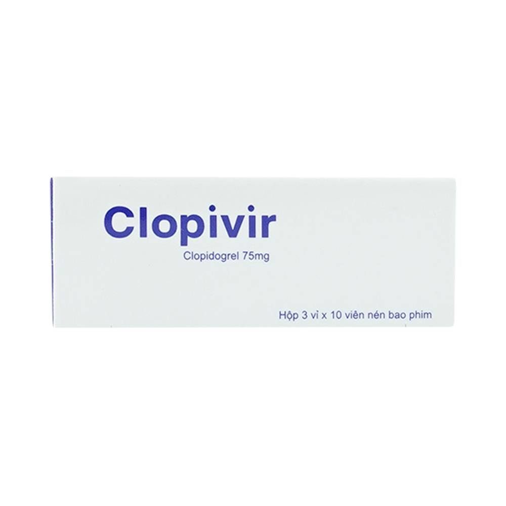 Hình ảnh Thuốc Clopivir 75mg Bidiphar phòng ngừa nhồi máu cơ tim, đột quỵ (3 vỉ x 10 viên)