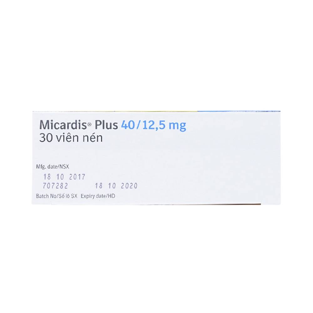 Hình ảnh Viên nén Micardis Plus 40/12,5mg Boehringer điều trị tăng huyết áp vô căn (3 vỉ x 10 viên)