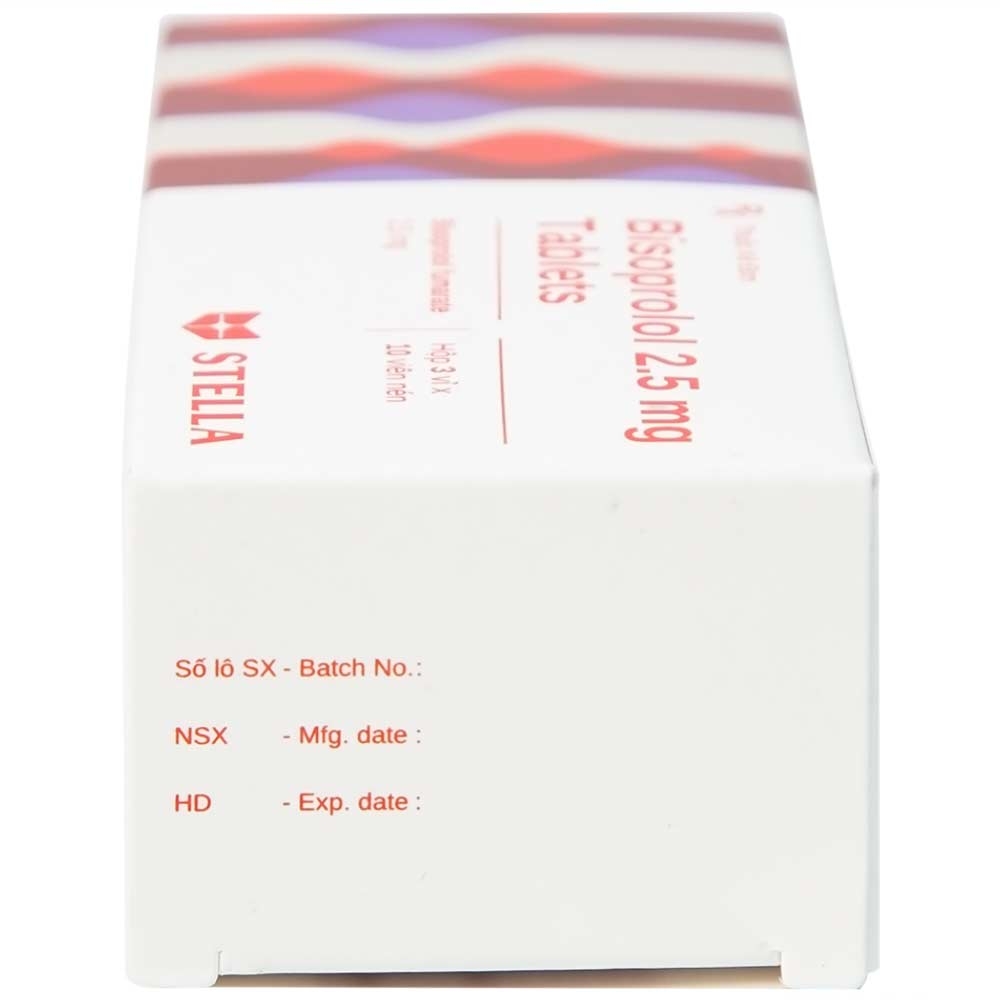 Hình ảnh Thuốc Bisoprolol 2.5mg Tablets Stella điều trị tăng huyết áp, đau thắt ngực mạn tính ổn định (3 vỉ x 10 viên)