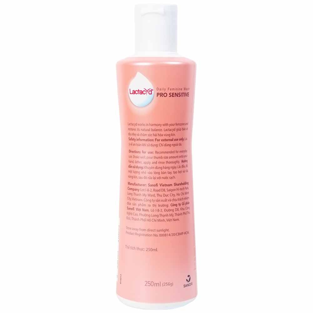 Hình ảnh Dung dịch vệ sinh phụ nữ Lactacyd Pro Sensitive bảo vệ và chăm sóc vùng kín (250ml)