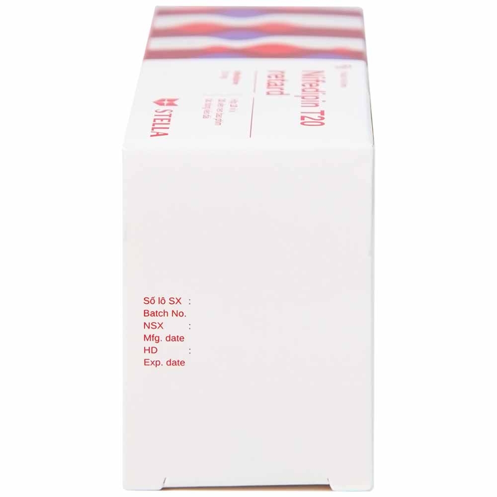 Hình ảnh Viên nén Nifedipin T20 retard Stella dự phòng đau thắt ngực, điều trị tăng huyết áp (10 vỉ x 10 viên) 