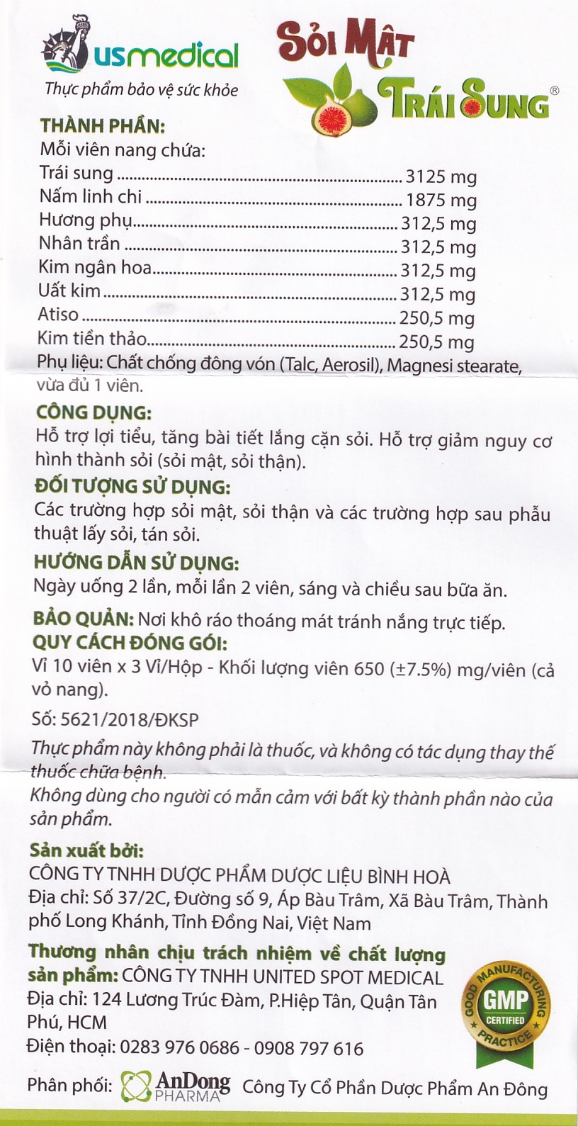Hình ảnh Viên uống Sỏi Mật Trái Sung usmedical hỗ trợ lợi tiểu, tăng bài tiết lắng cặn sỏi (3 vỉ x 10 viên)