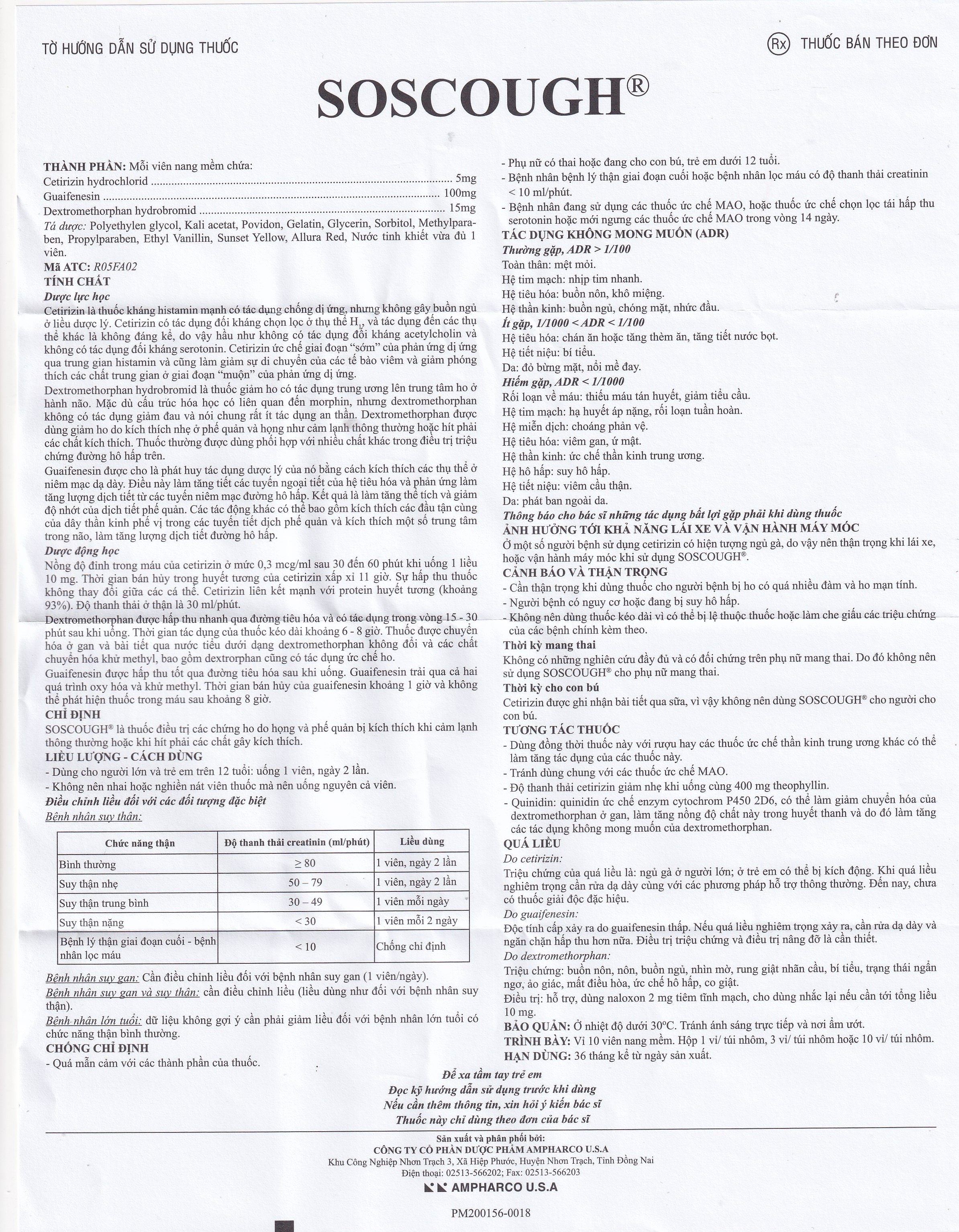 Hình ảnh Thuốc SOSCough Ampharco điều trị ho khan, ho do kích ứng (3 vỉ x 10 viên)