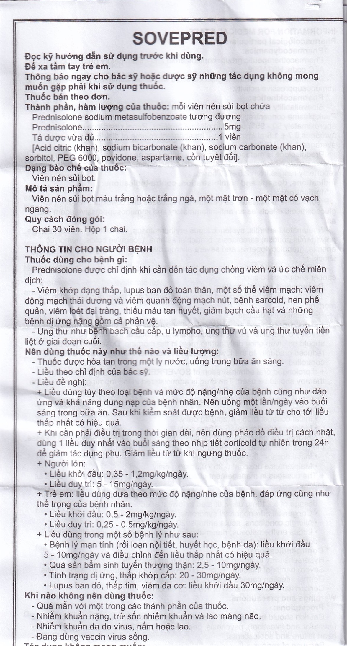 Hình ảnh Viên sủi Sovepred Mekophar điều trị viêm khớp dạng thấp, lupus ban đỏ toàn thân (30 viên) 