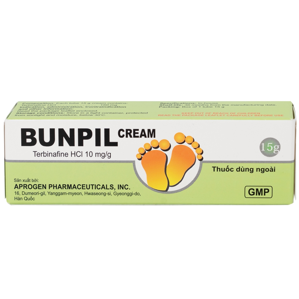 Hình ảnh Kem bôi ngoài da Bunpil 10mg Aprogen điều trị nấm da, lang ben (15g)