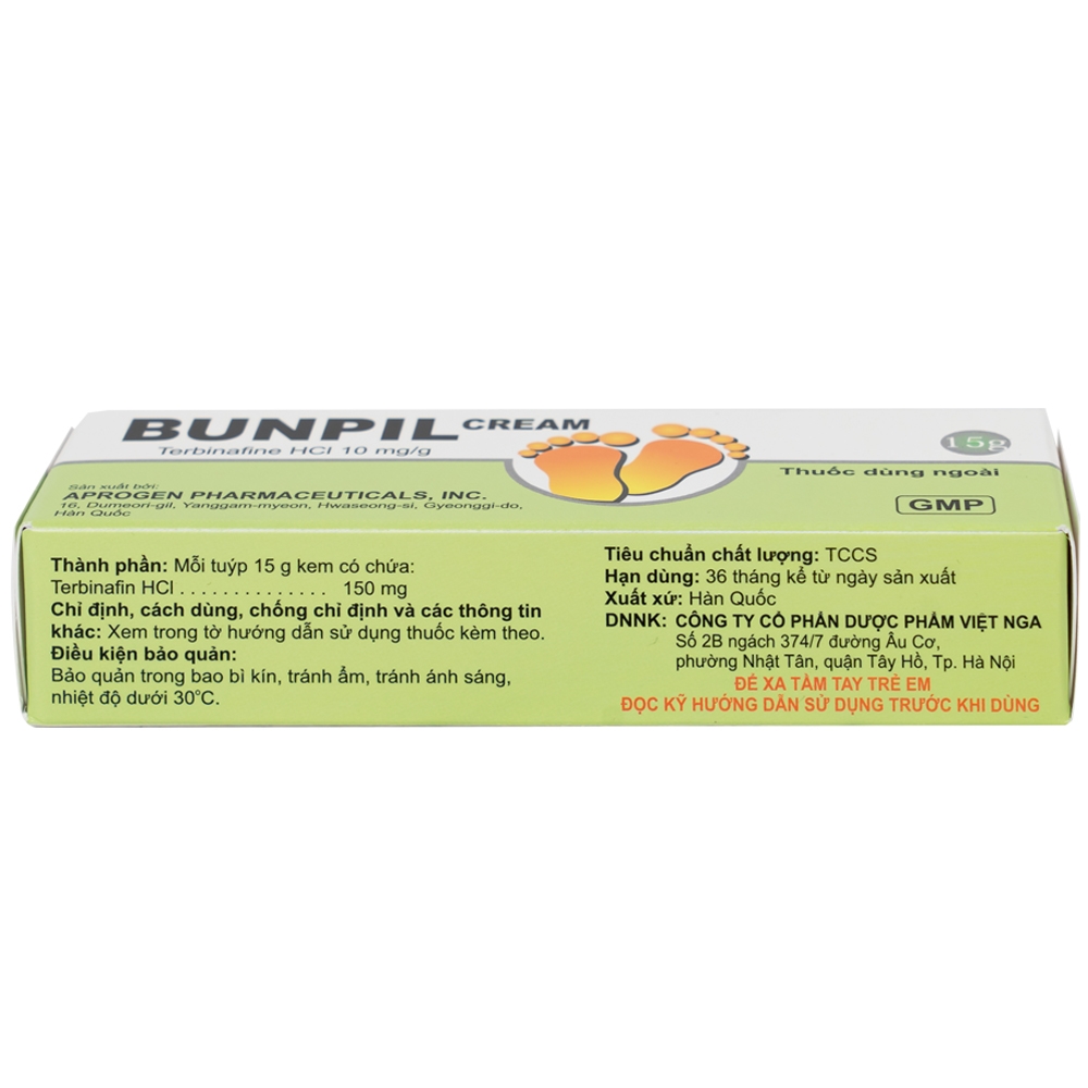 Hình ảnh Kem bôi ngoài da Bunpil 10mg Aprogen điều trị nấm da, lang ben (15g)