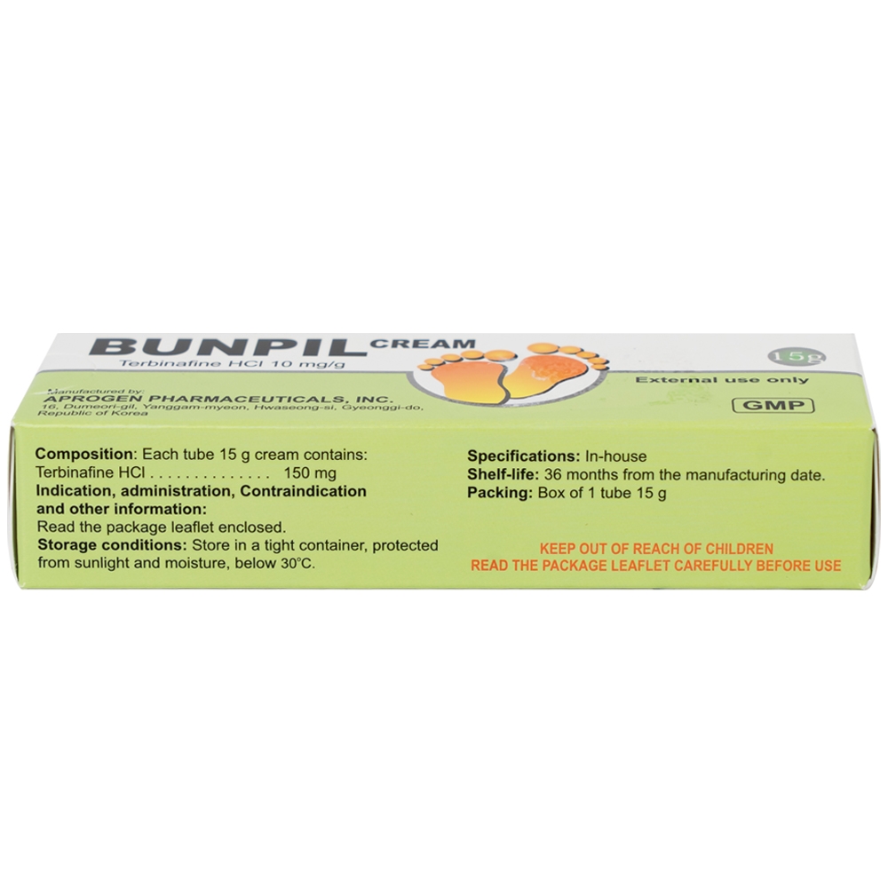 Hình ảnh Kem bôi ngoài da Bunpil 10mg Aprogen điều trị nấm da, lang ben (15g)