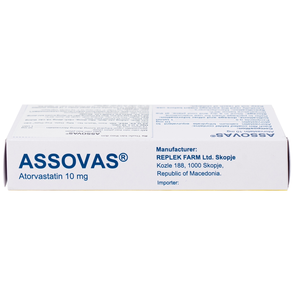 Hình ảnh Thuốc Assovas 10mg Assopharma điều trị tăng cholesterol máu nguyên phát (3 vỉ x 10 viên)