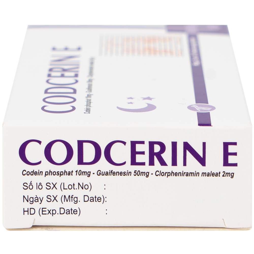 Hình ảnh Thuốc Codcerin E Trường Thọ điều trị viêm phế quản, viêm họng, viêm phổi, ho do kích ứng (2 vỉ x 10 viên)