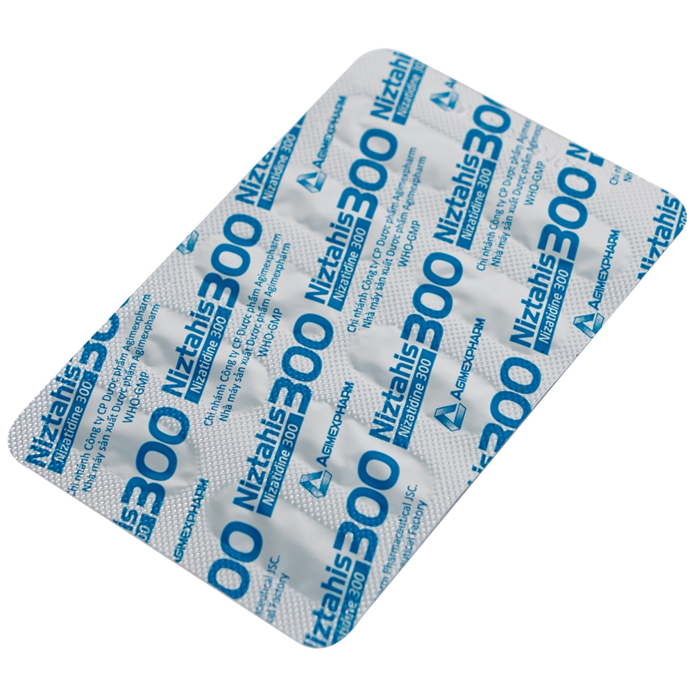 Hình ảnh Thuốc Niztahis 300 Agimexpharm điều trị loét tá tràng, loét dạ dày lành tính, bệnh trào ngược dạ dày, thực quản (3 vỉ x 10 viên)